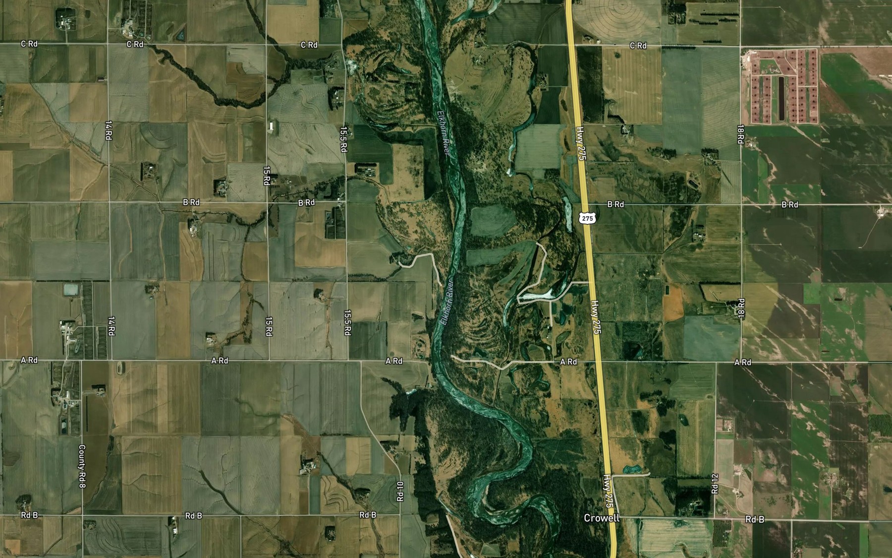 Satellite map of the Coffee Creek