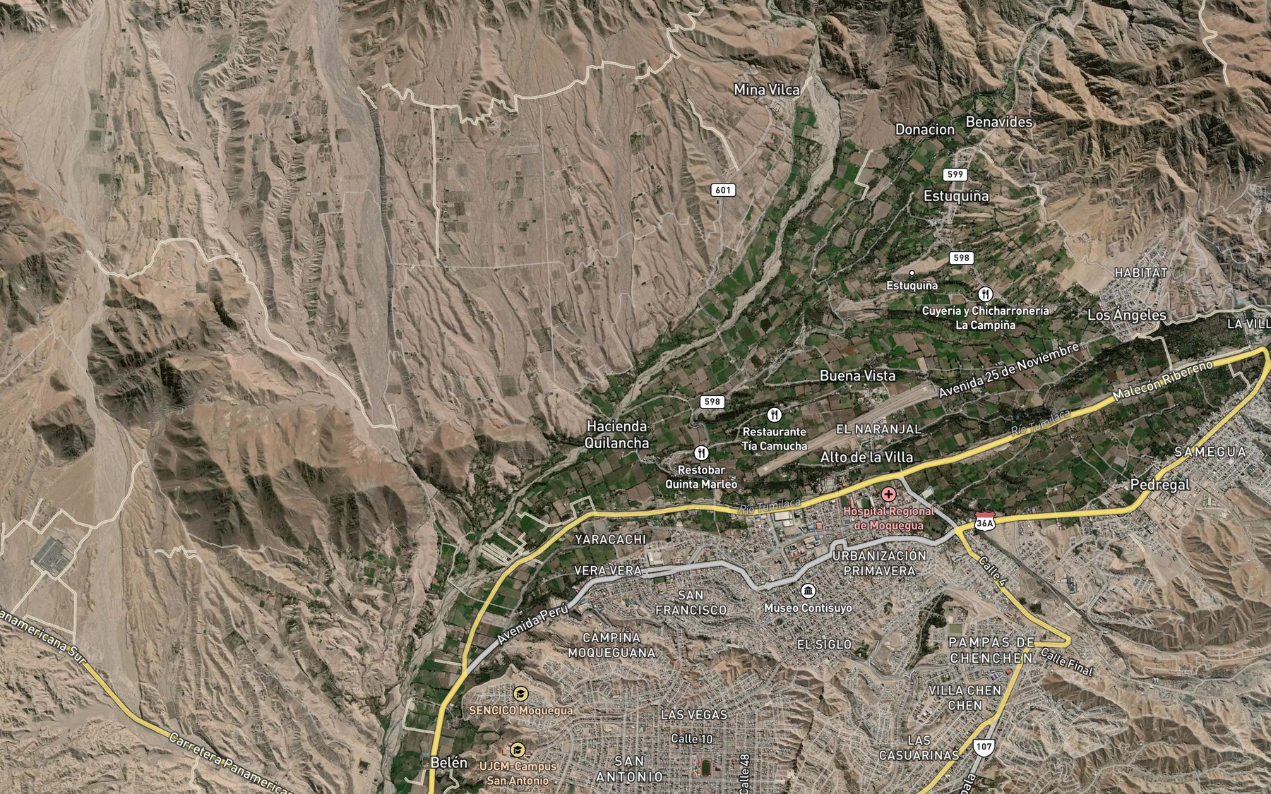 Satellite map of the Rio Huaracane