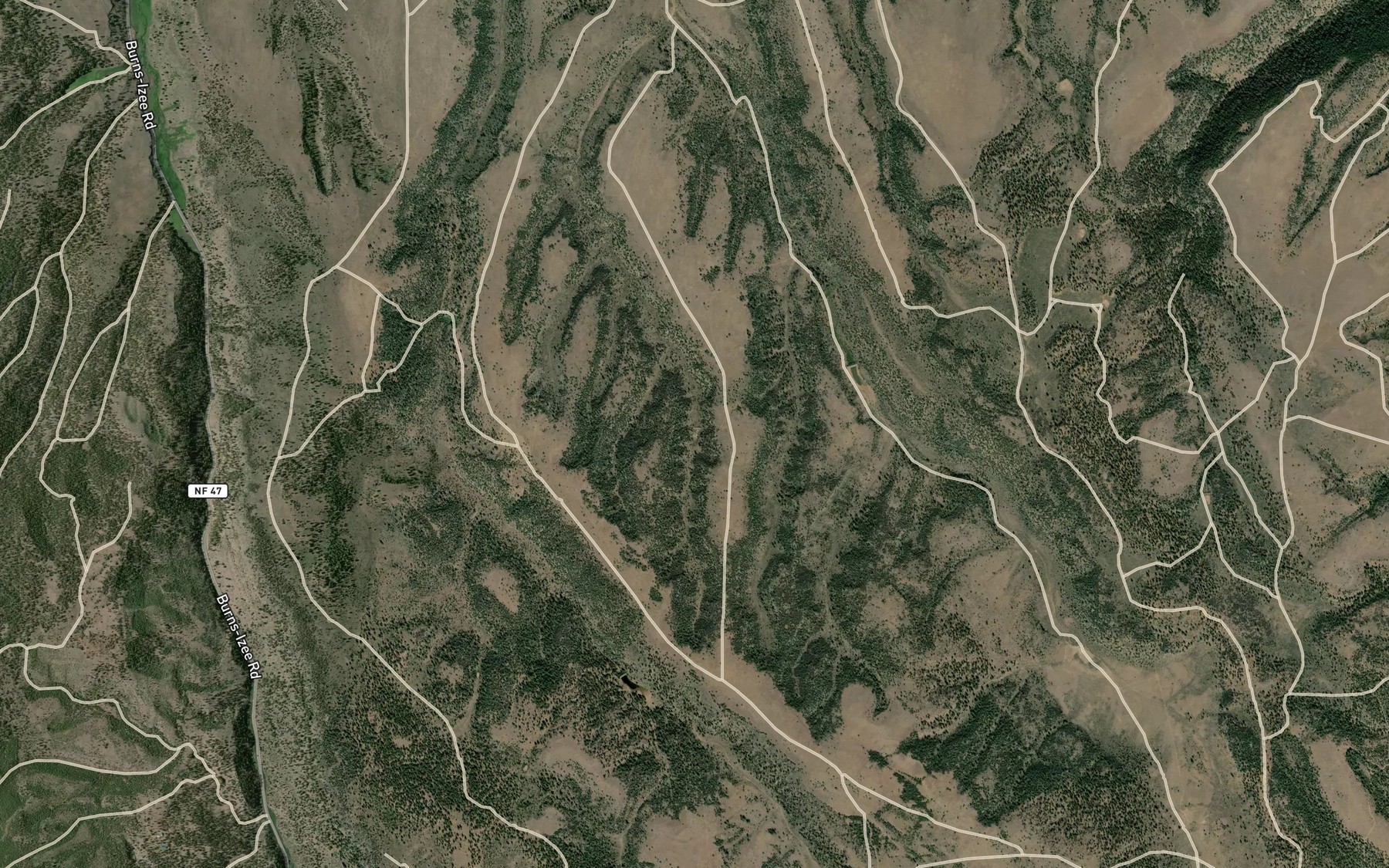 Satellite map of the Four Deer Reservoir