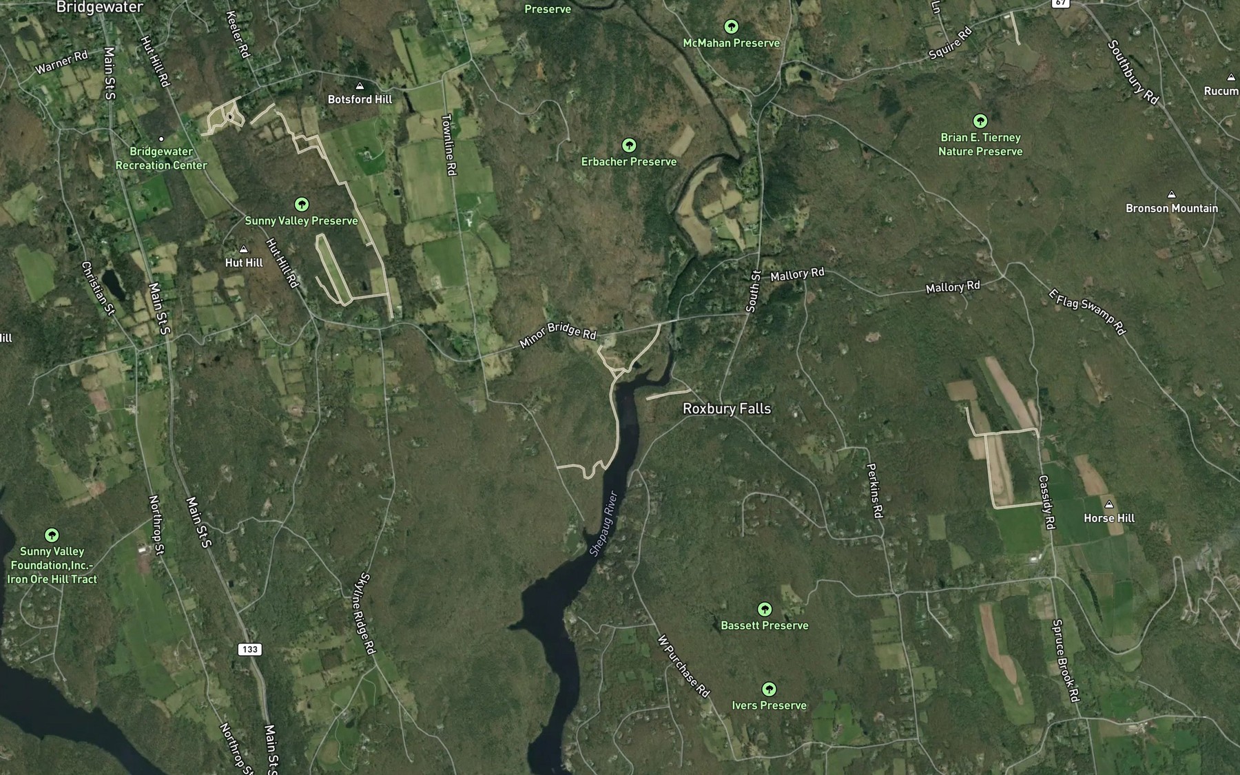 Satellite map of the Camp Brook