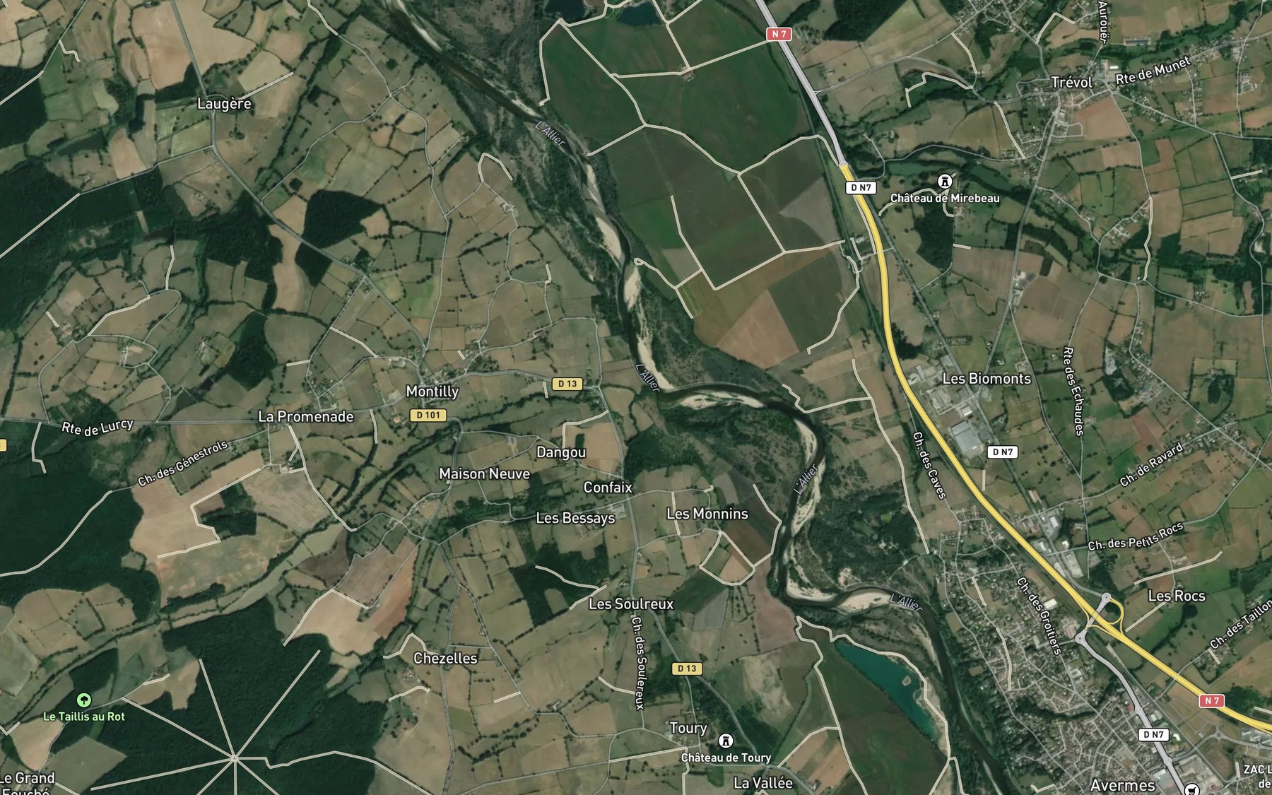Satellite map of the Ruisseau de Marigny
