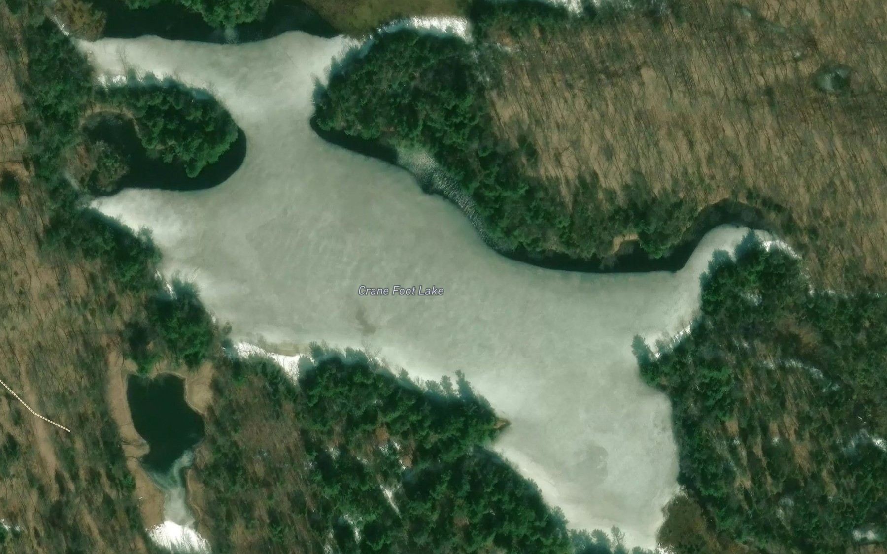 Satellite map of the Crane Foot Lake