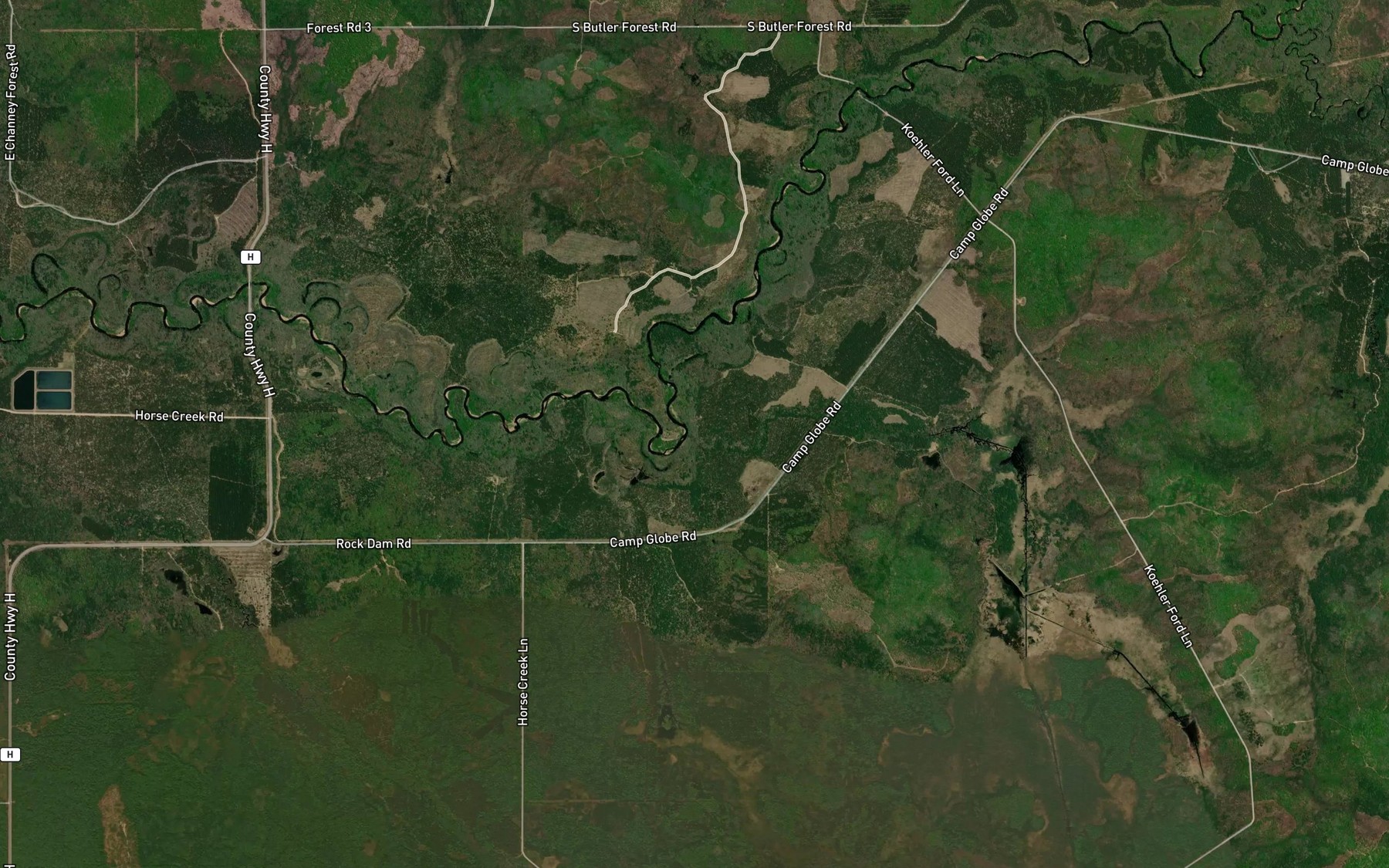 Satellite map of the Iron Run