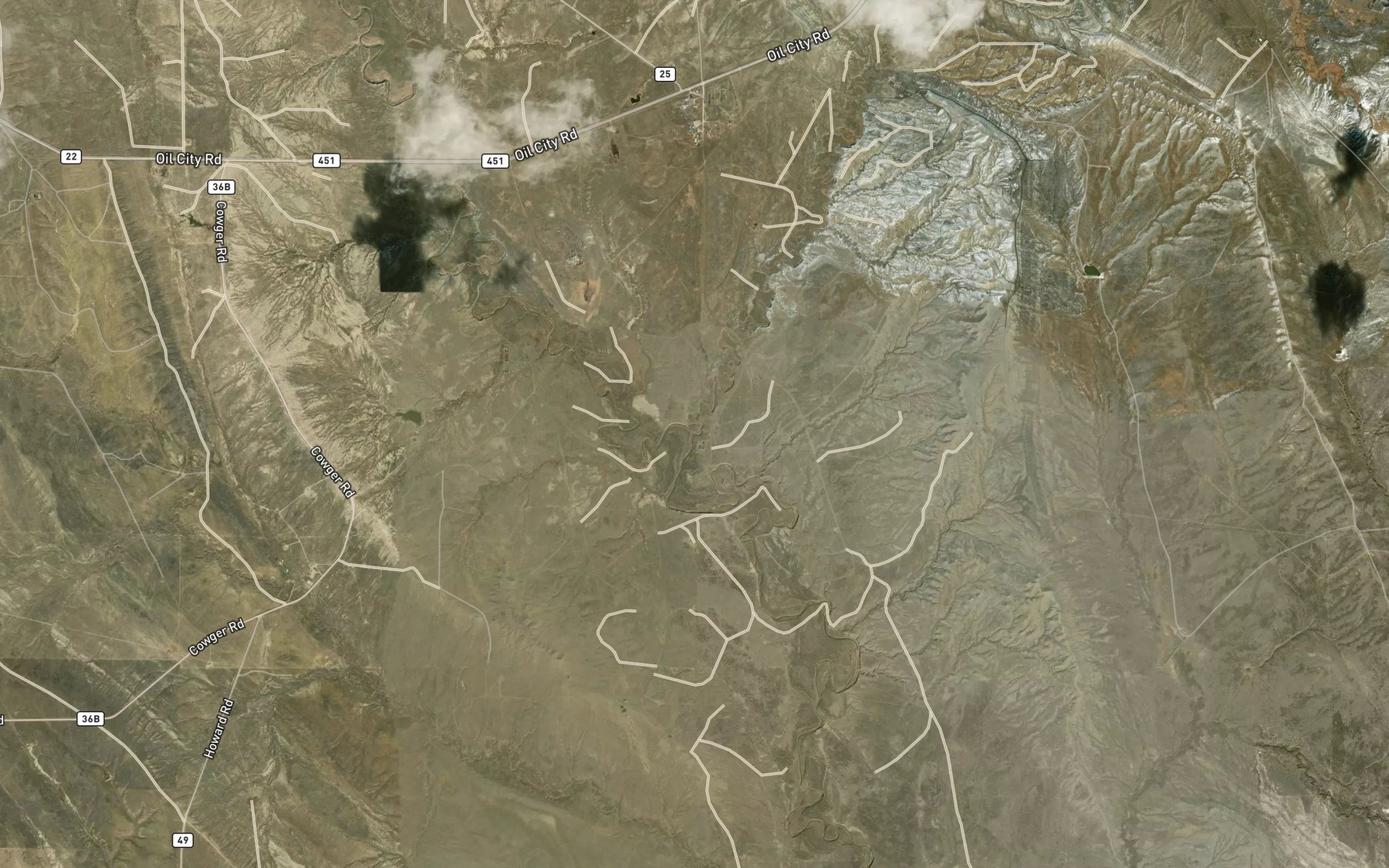 Satellite map of the Poison Creek