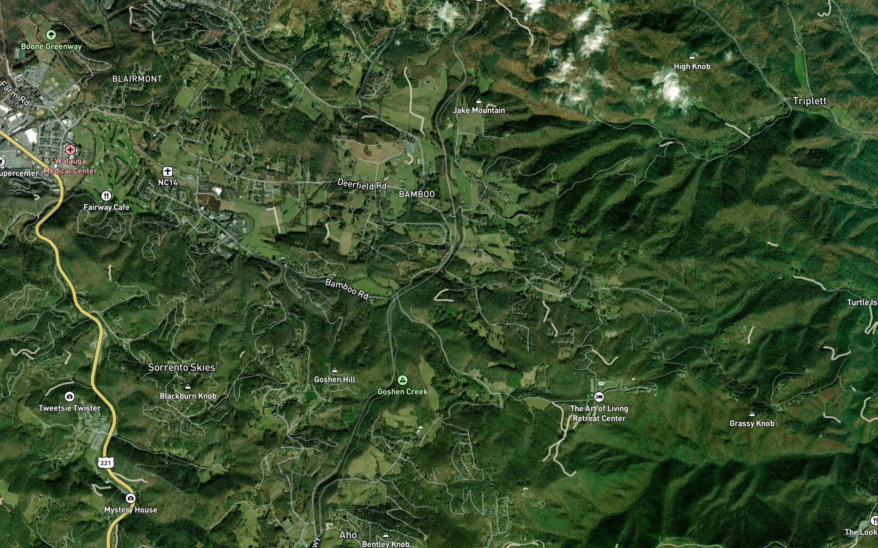 Satellite map of the Laurel Branch