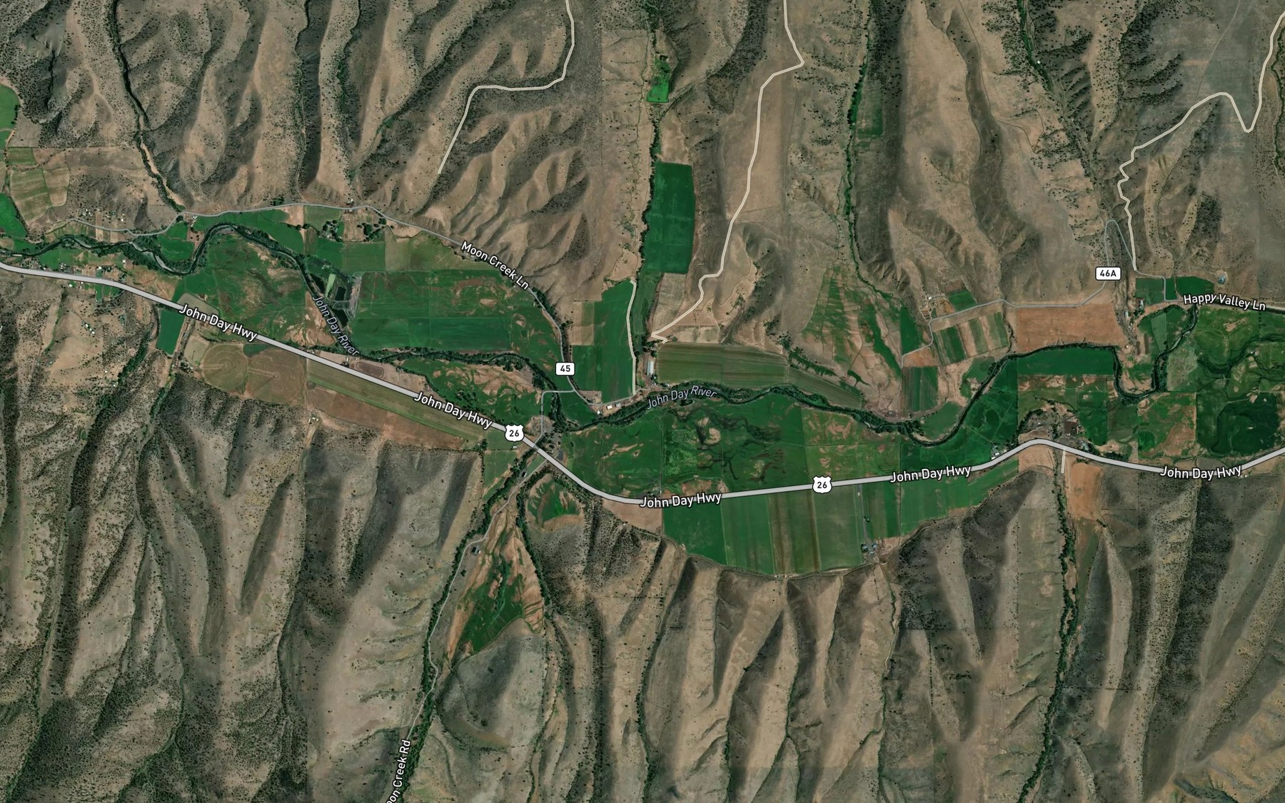 Satellite map of the Birch Creek