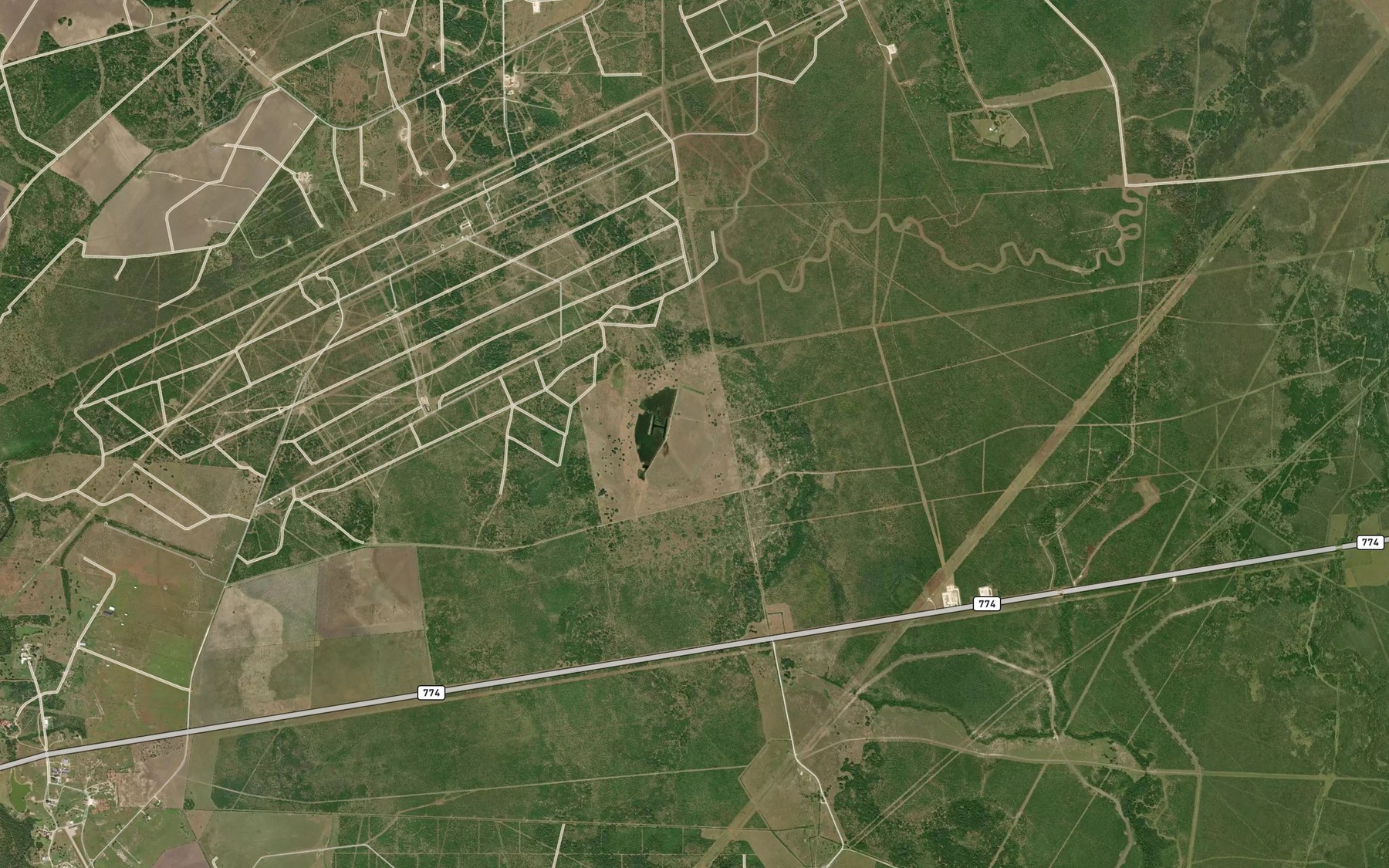 Satellite map of the Mustang Lake