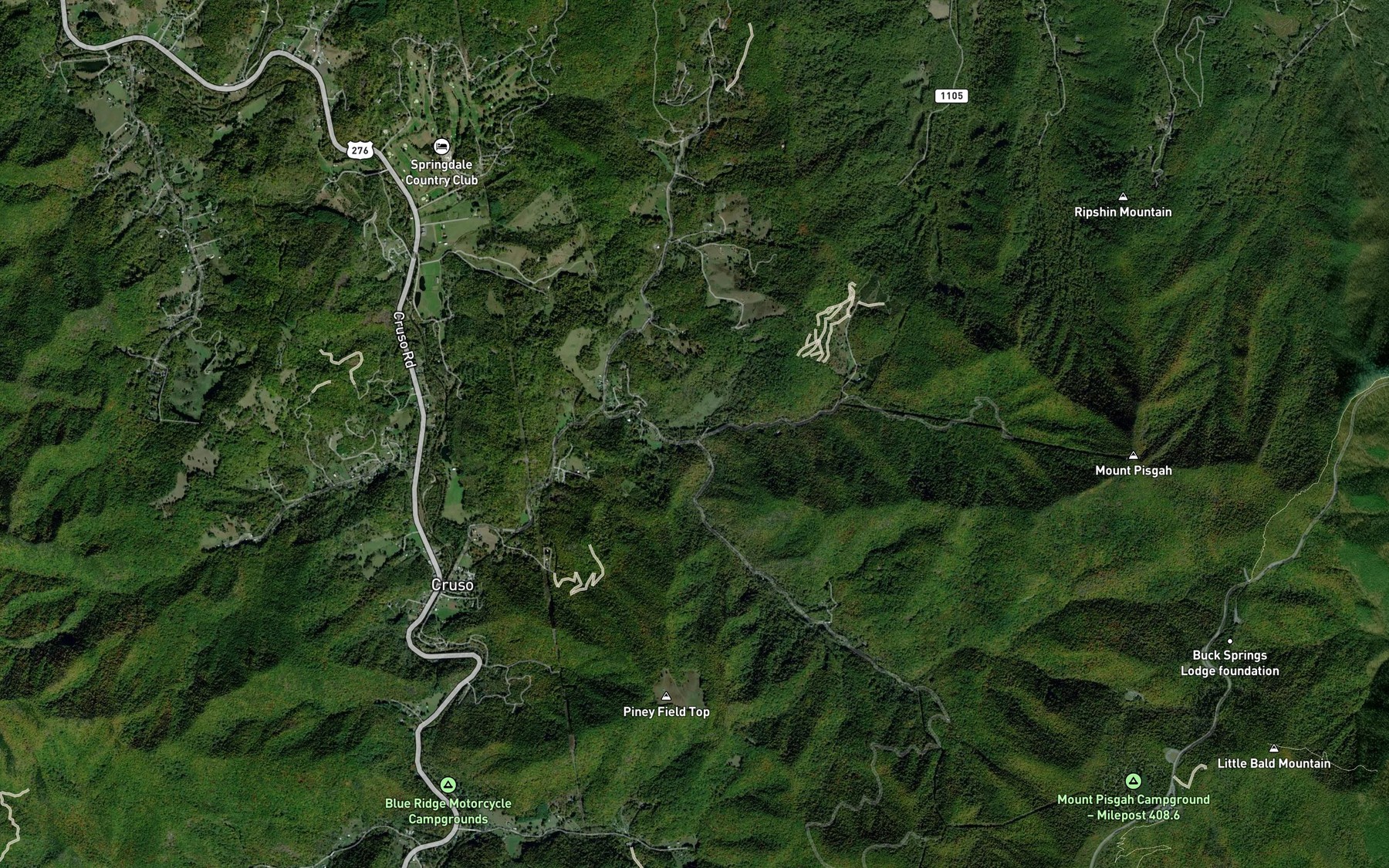 Satellite map of the Reed Creek