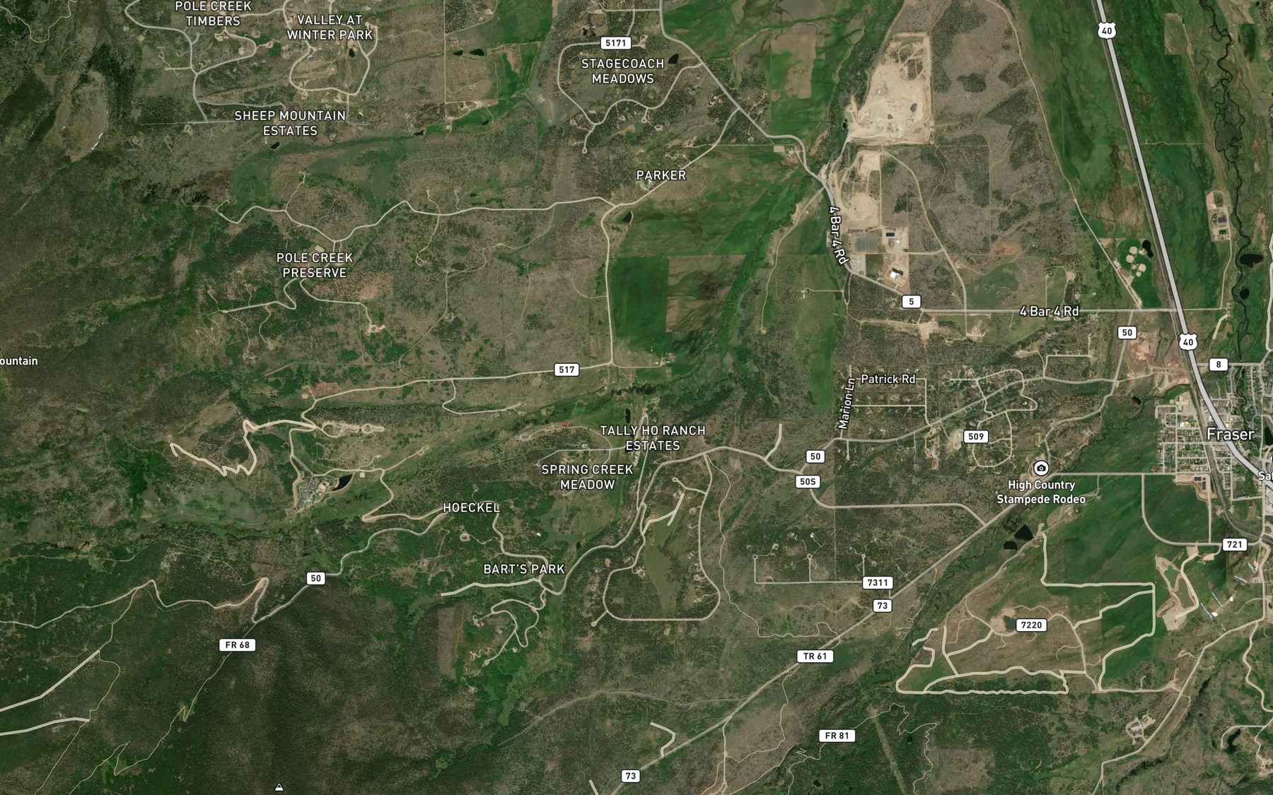 Satellite map of the Spring Branch