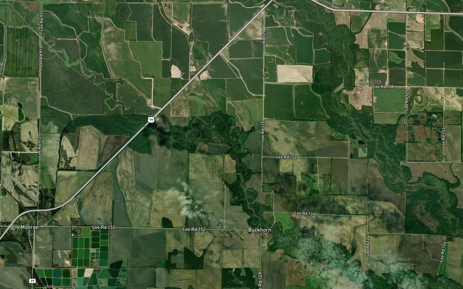 Satellite map of the Big Piney Creek