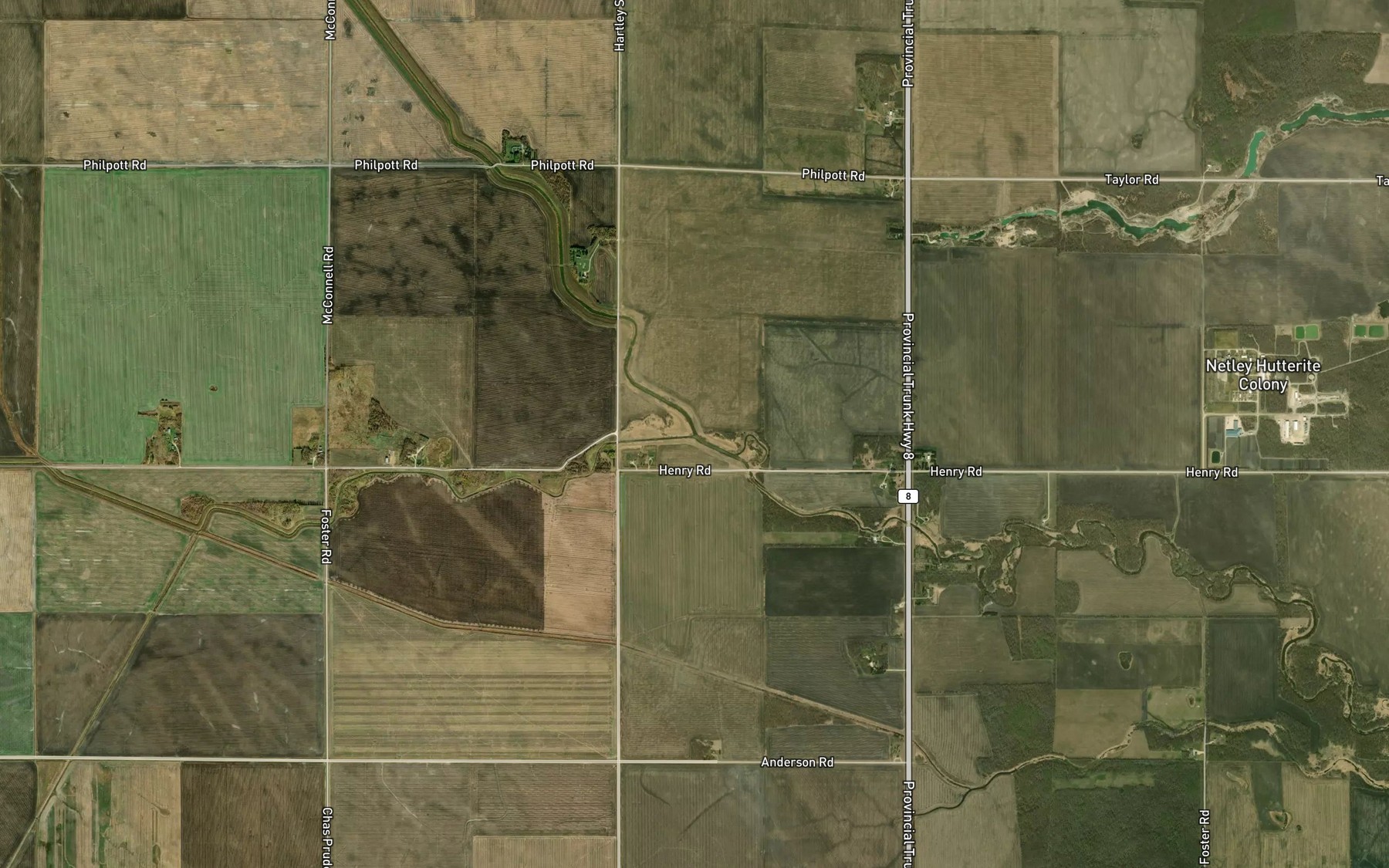 Satellite map of the Ross Creek