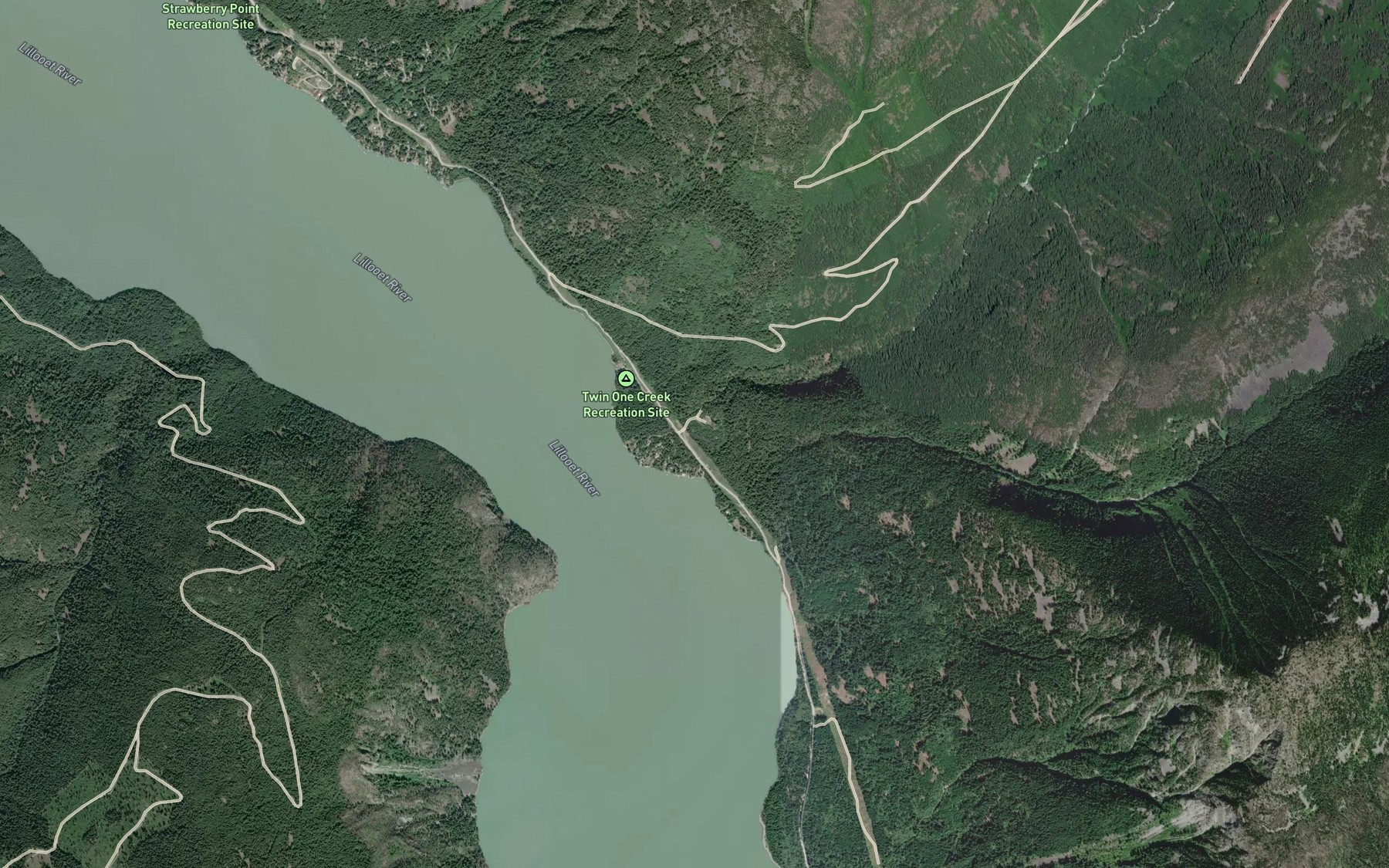 Satellite map of the Twin Two Creek