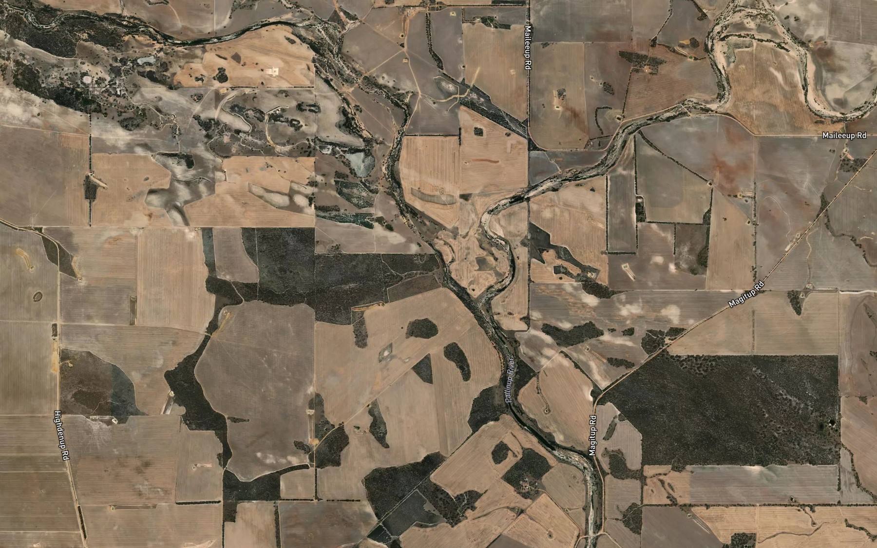 Satellite map of the Maileeup Creek