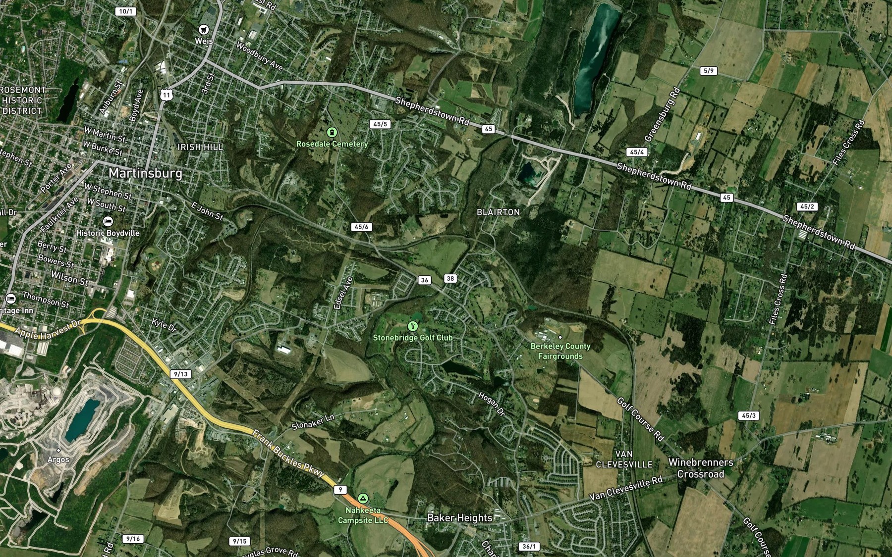 Satellite map of the Tuscarora Creek