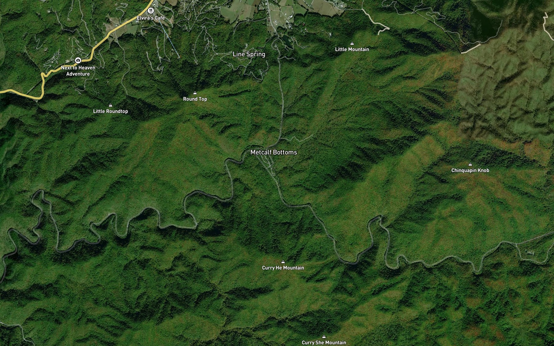 Satellite map of the Little Brier Branch
