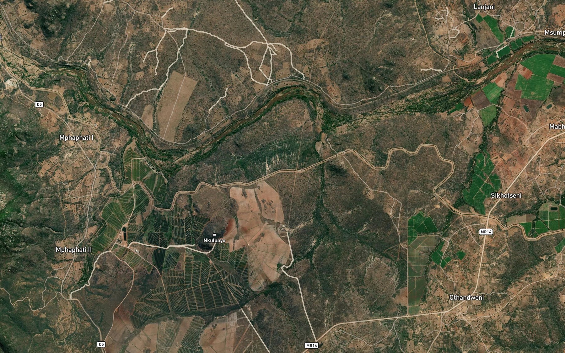 Satellite map of the Lower Usuthu Feeder Canal