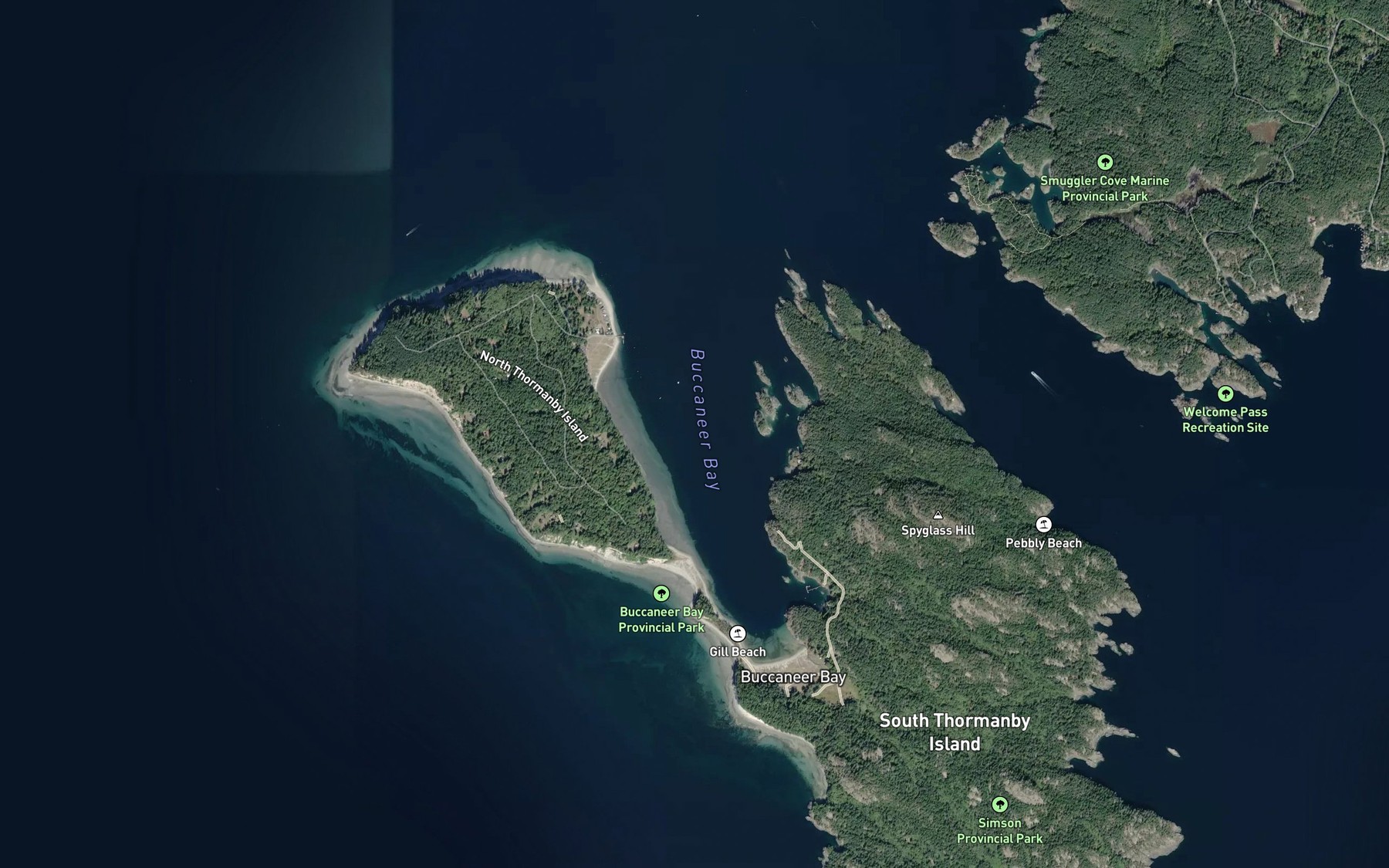Satellite map of the Buccaneer Bay