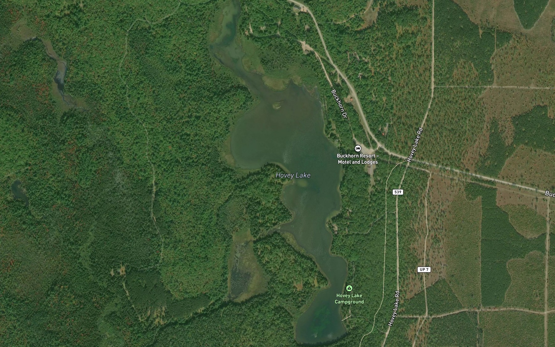 Satellite map of the Hovey Lake