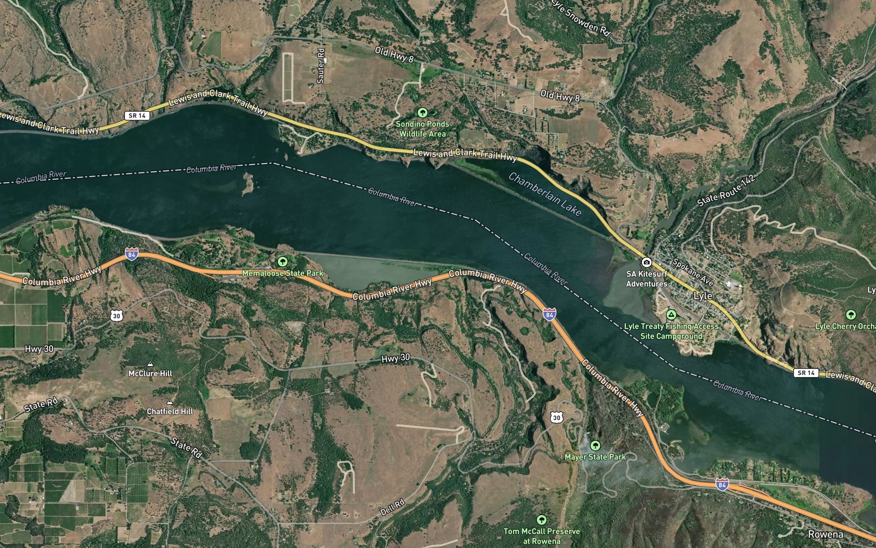 Satellite map of the Rowena Creek