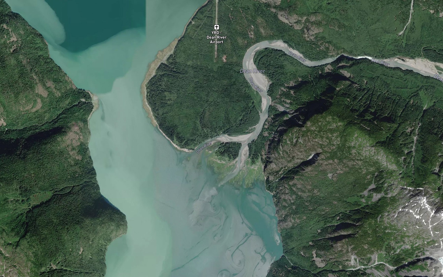Satellite map of the Dean River