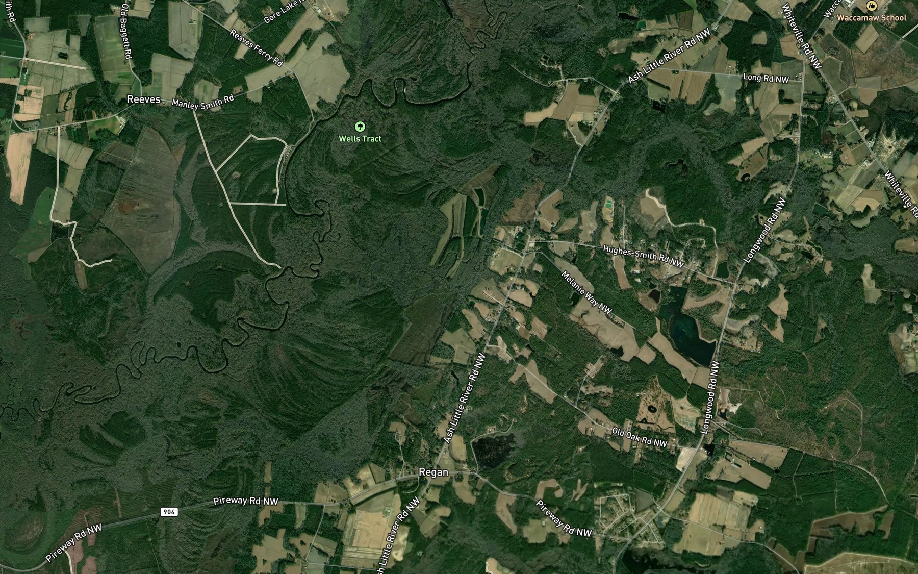 Satellite map of the Regan Branch