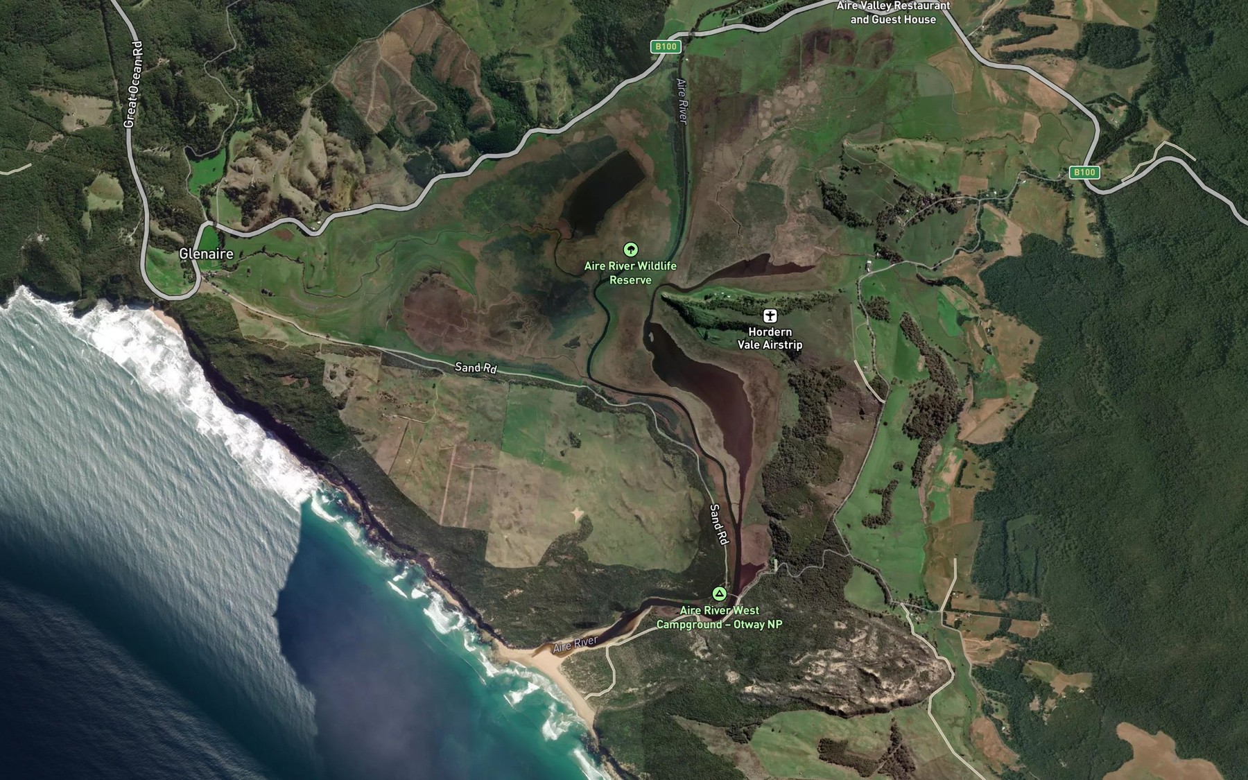 Satellite map of the Aire River