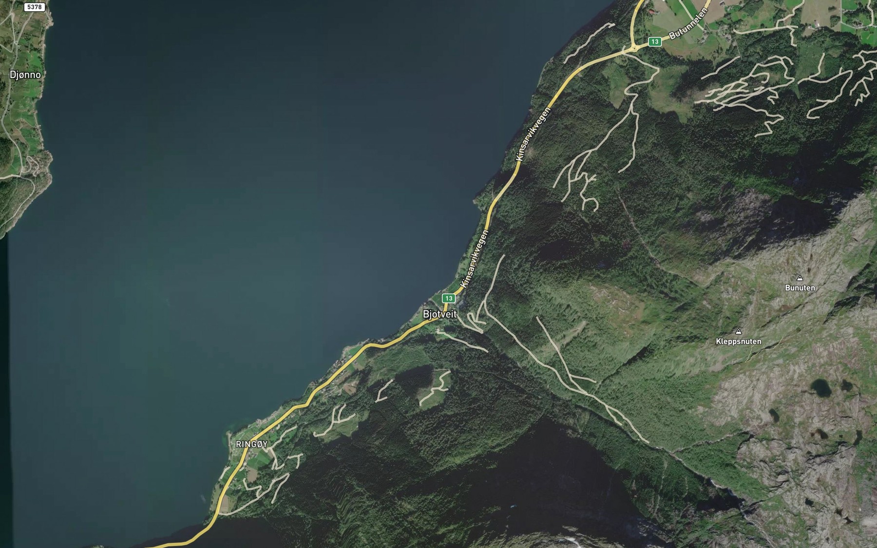 Satellite map of the Bjotveitv.