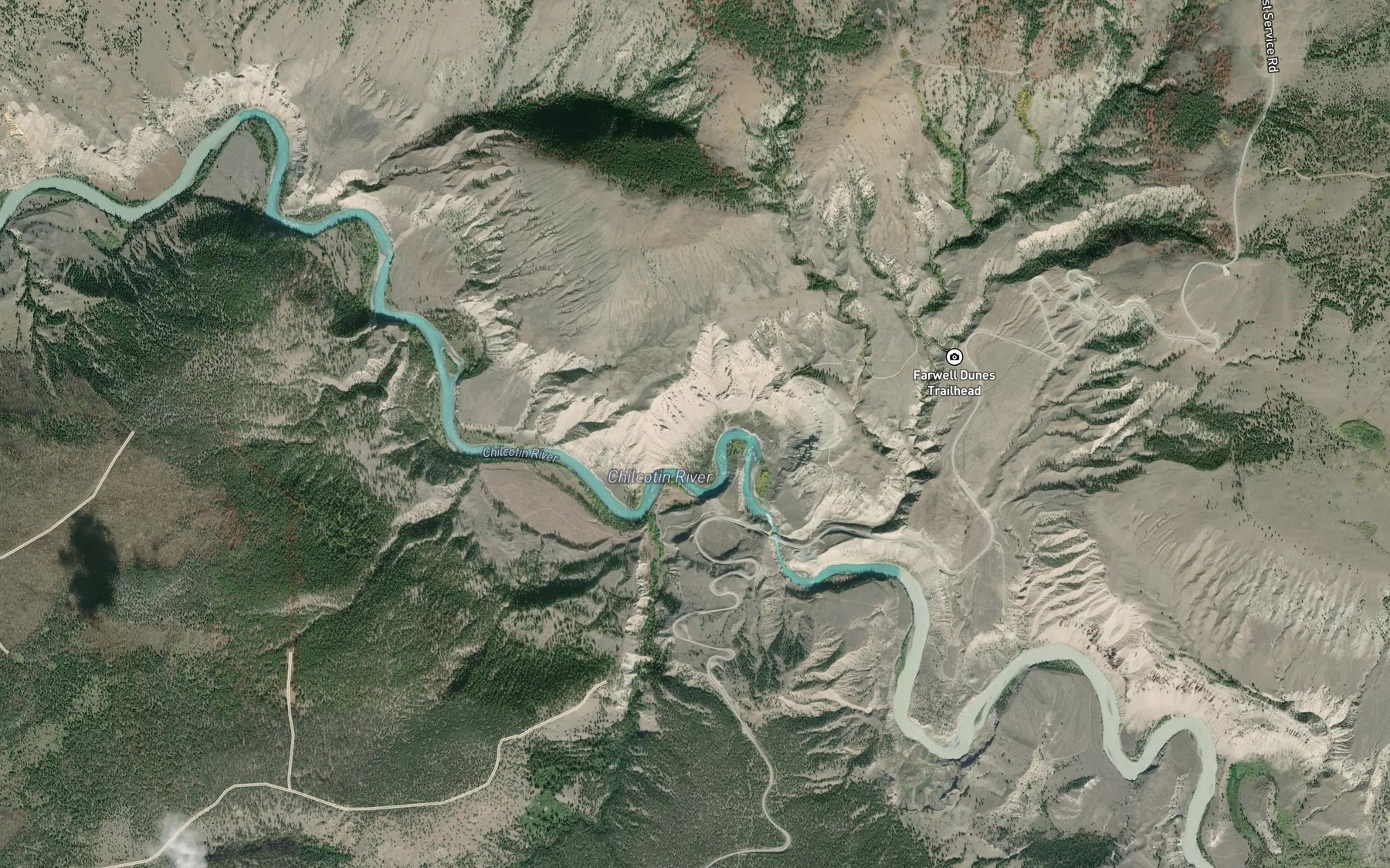Satellite map of the Hargreaves Creek