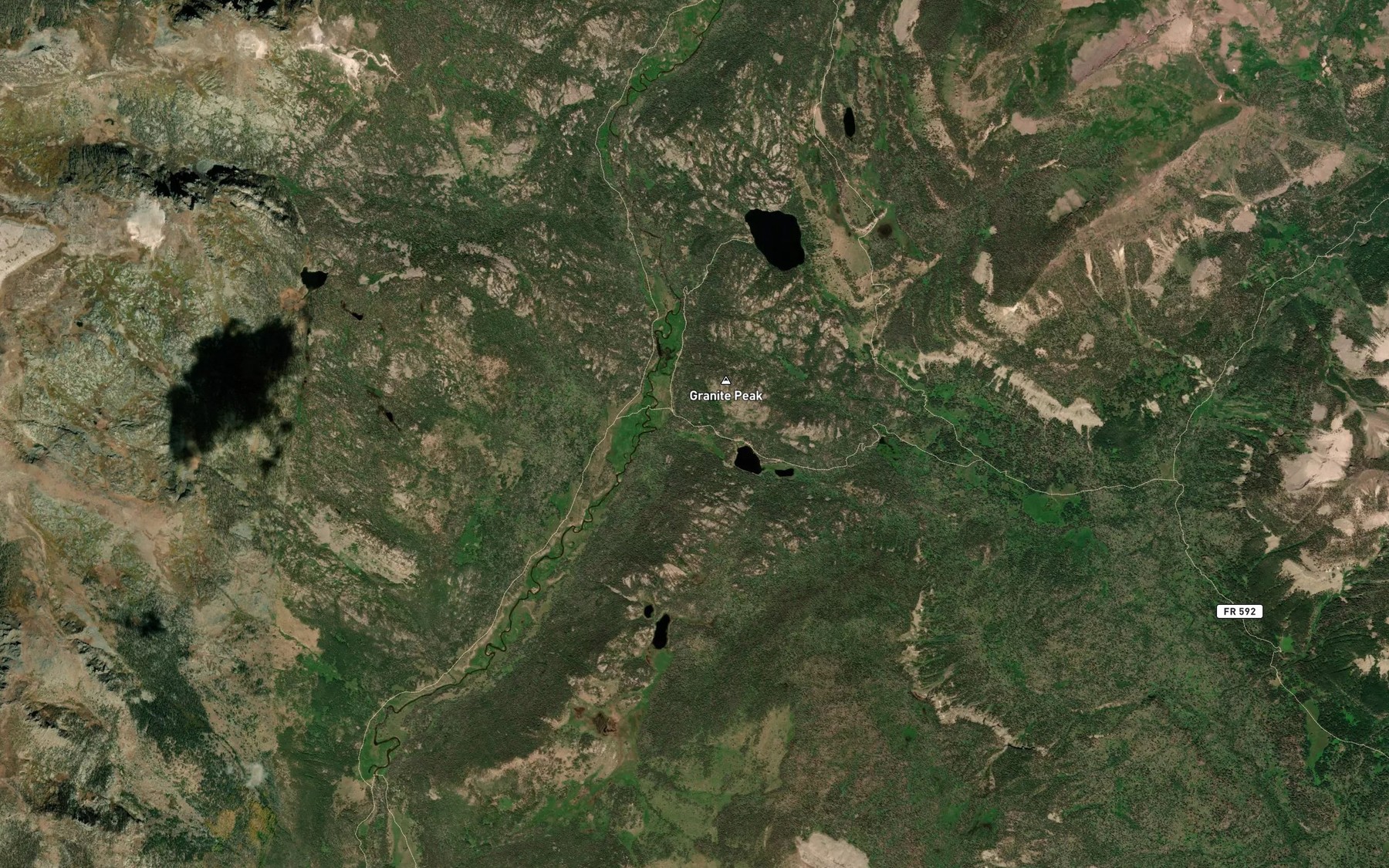 Satellite map of the Divide Lakes