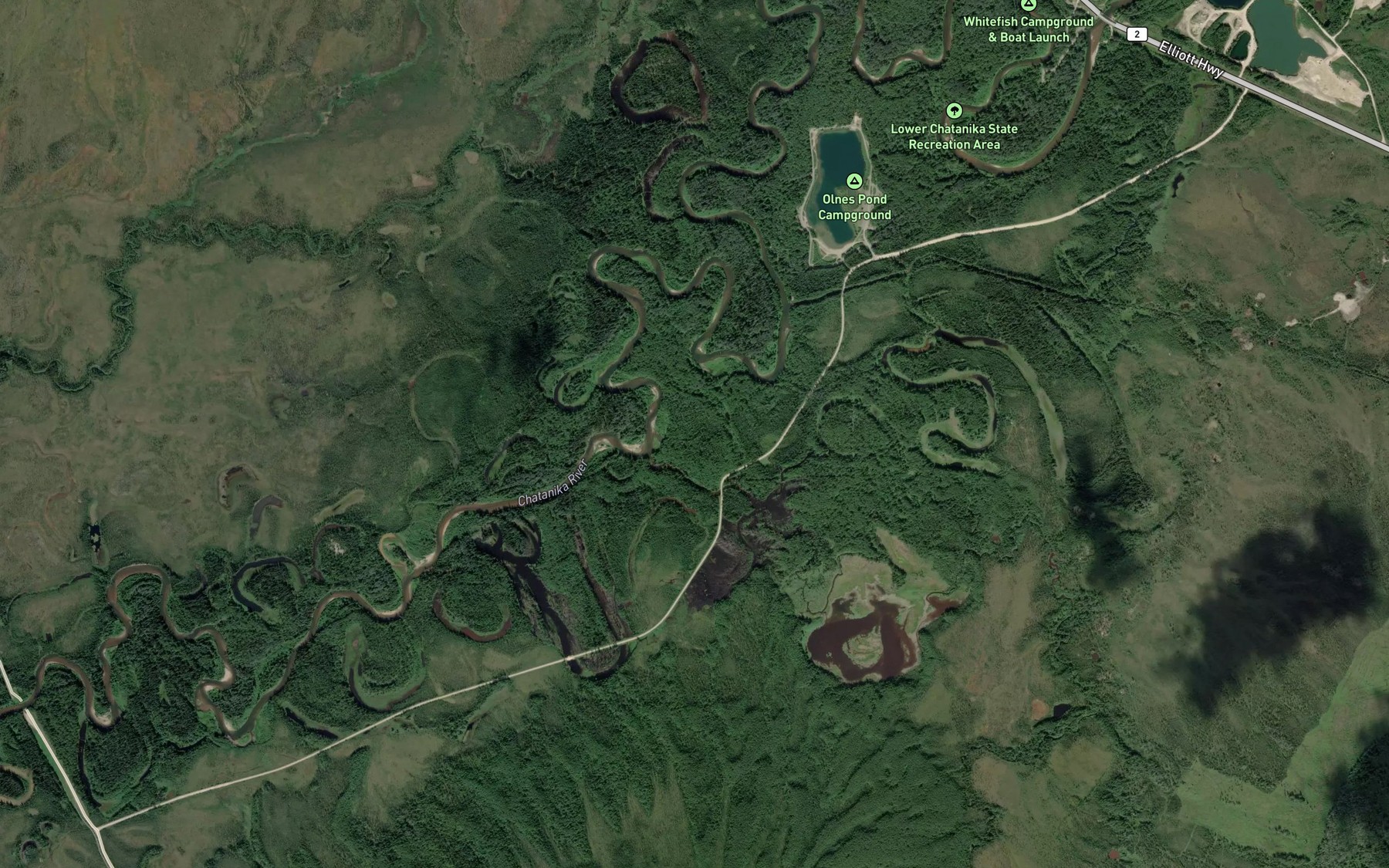 Satellite map of the Vault Creek