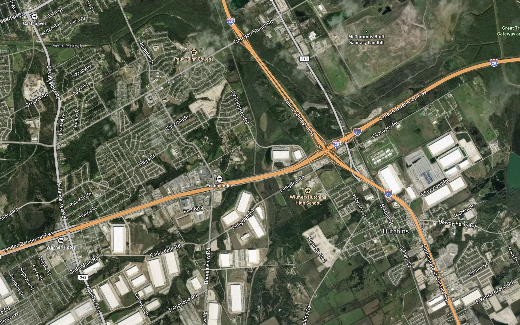 Satellite map of the Whites Branch