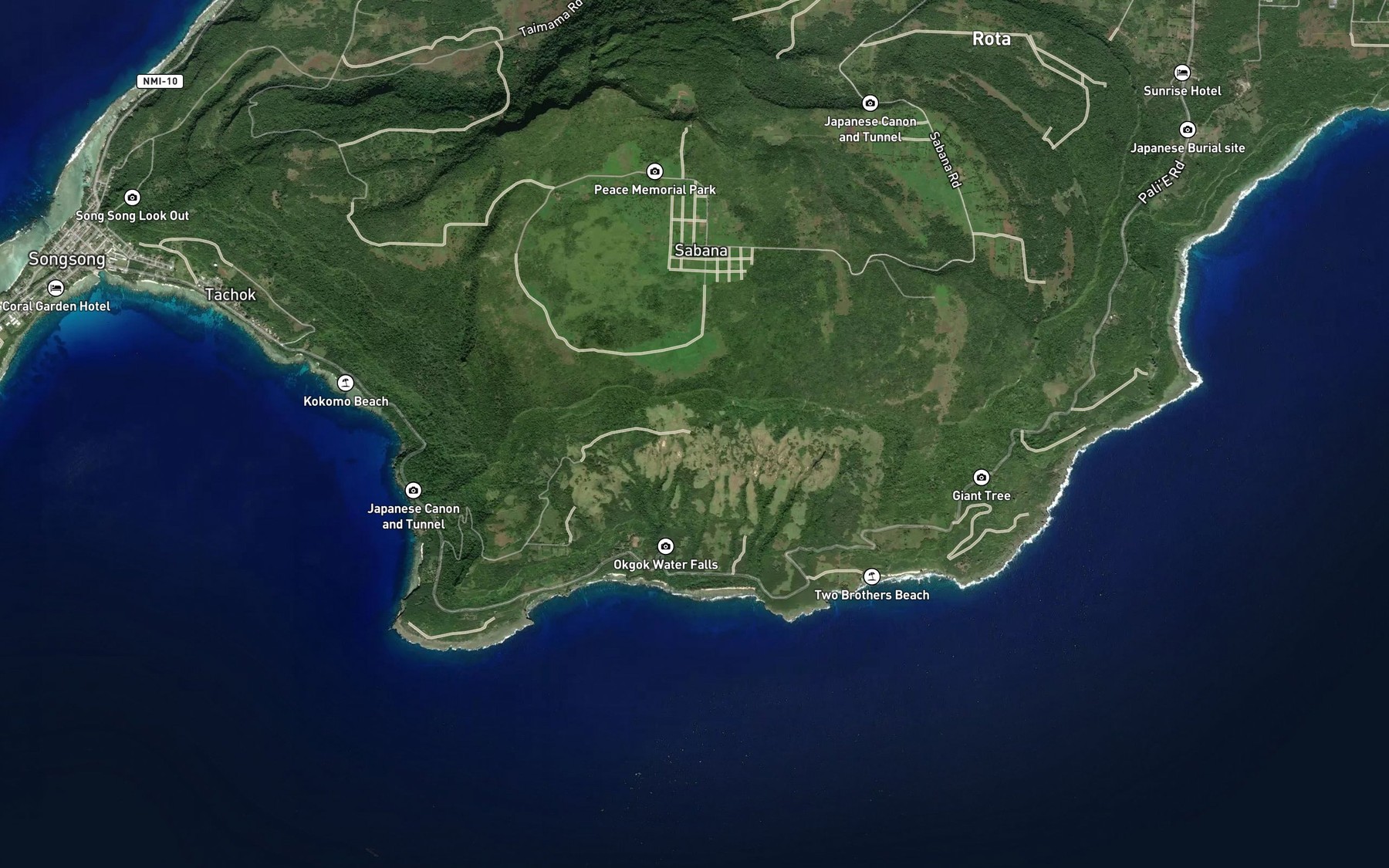 Satellite map of the Freefall Aqueduct to Teneto Water Tank