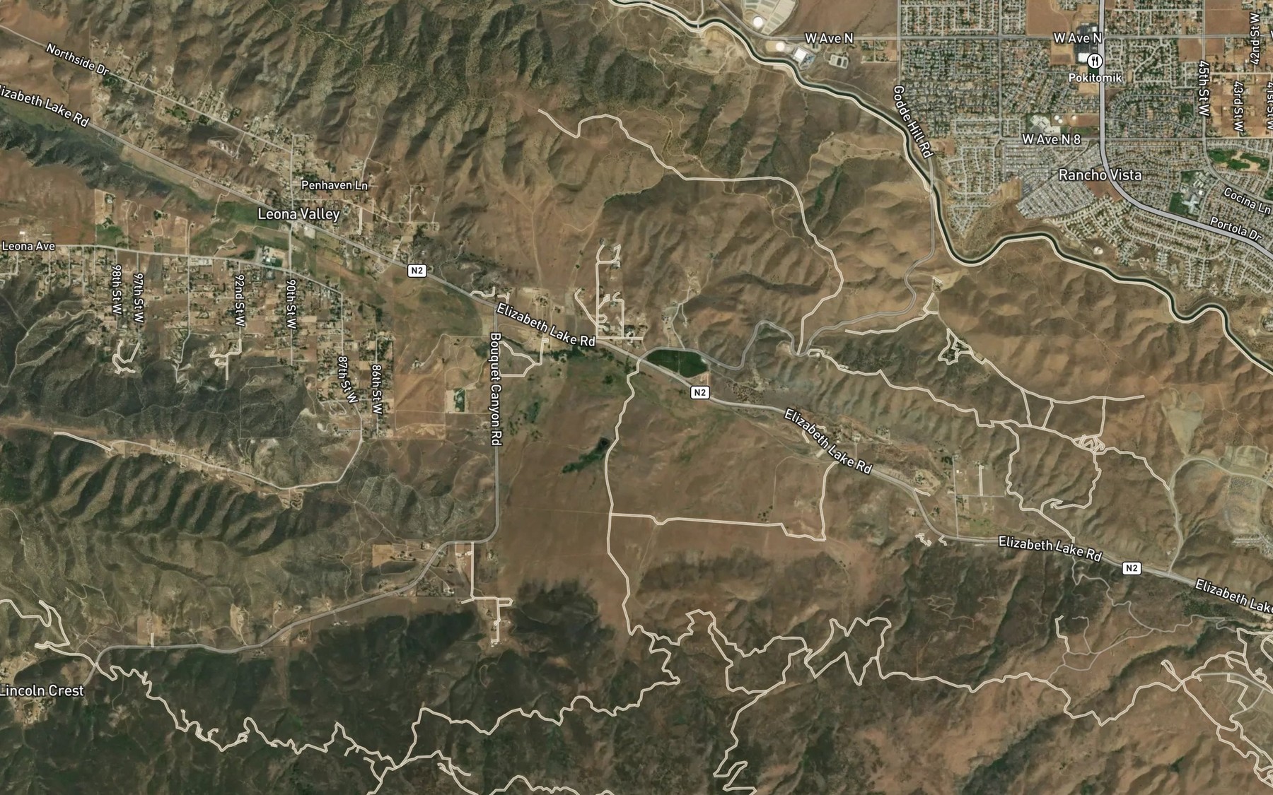Satellite map of the Rogers Creek