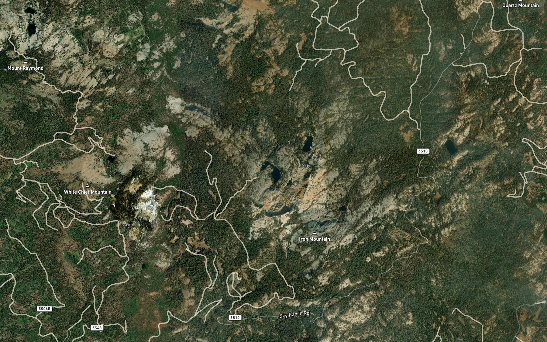 Satellite map of the Iron Lakes