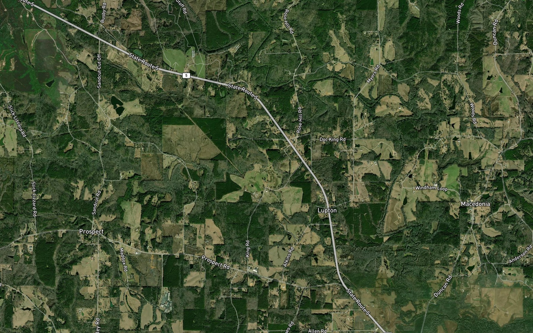Satellite map of the Panther Branch