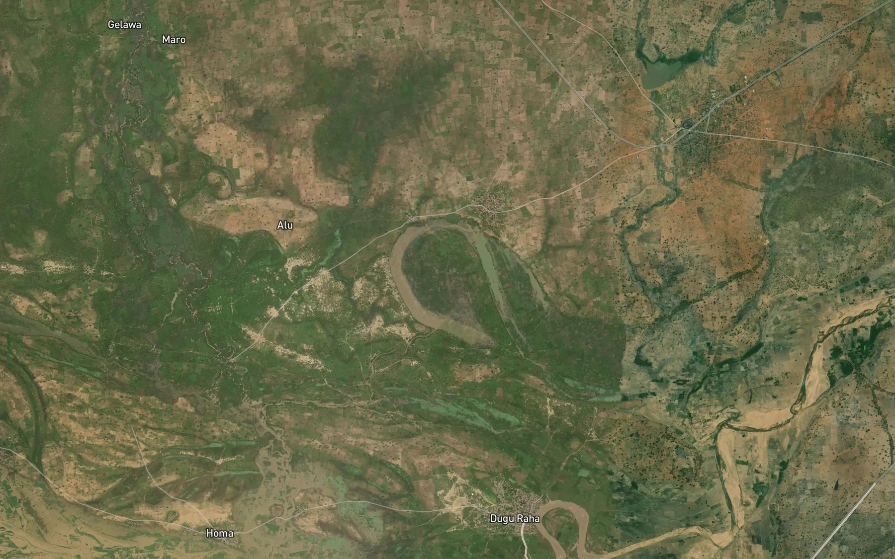 Satellite map of the Fadama Bela Llwa Pond