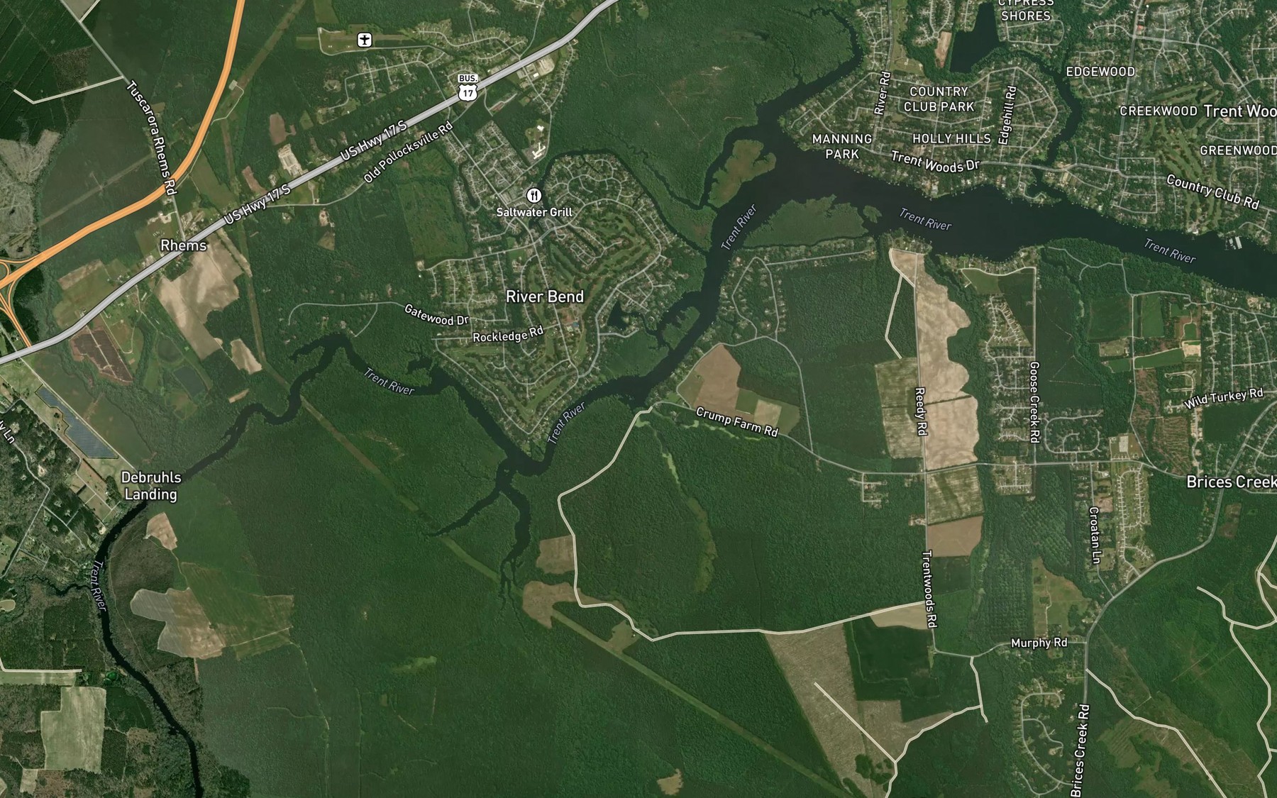 Satellite map of the Miry Hole Branch