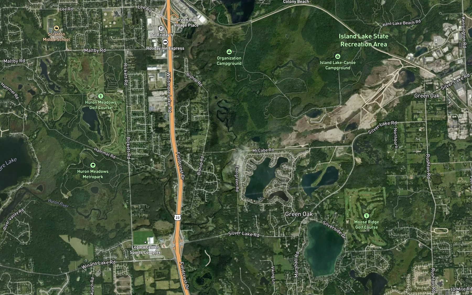 Satellite map of the Spring Mill Creek