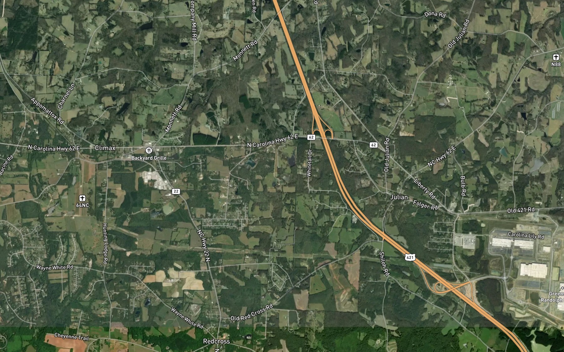 Satellite map of the Nelsons Lake