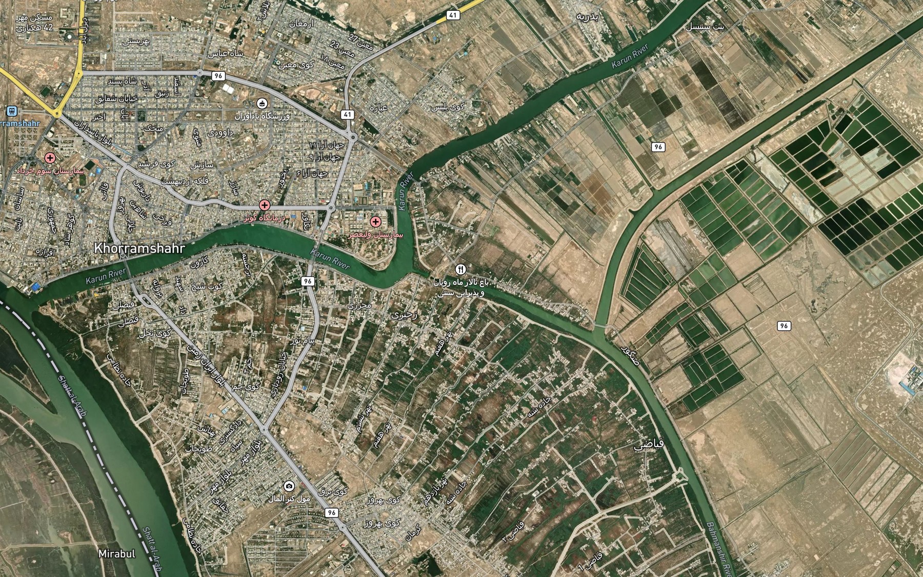 Satellite map of the Nahr-e Haftom