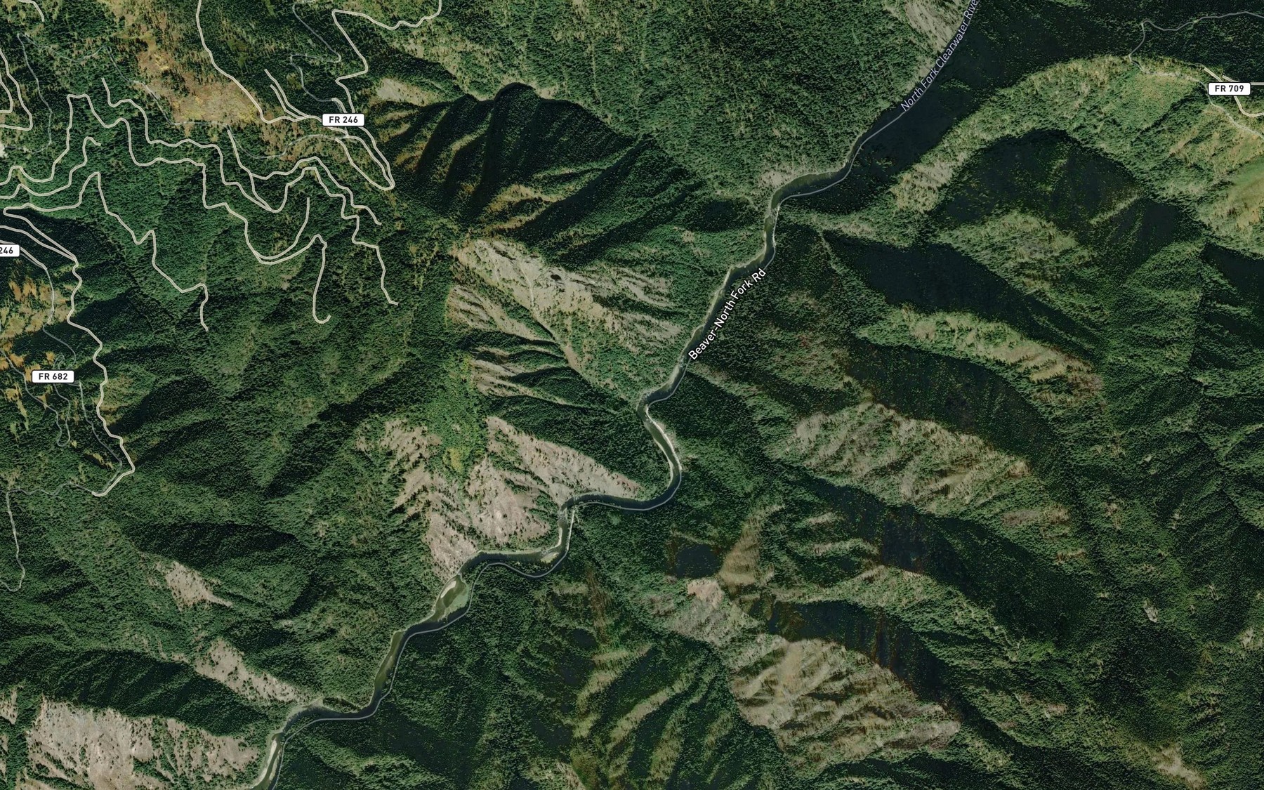 Satellite map of the Burnt Creek