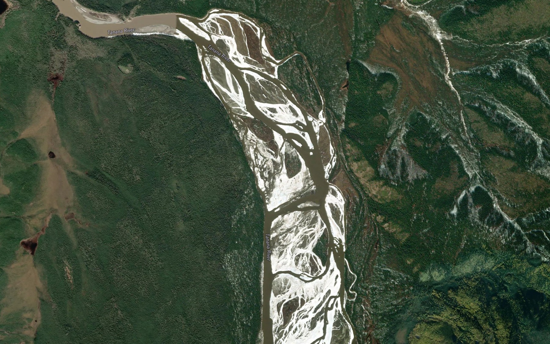 Satellite map of the Tower Bluff Rapids