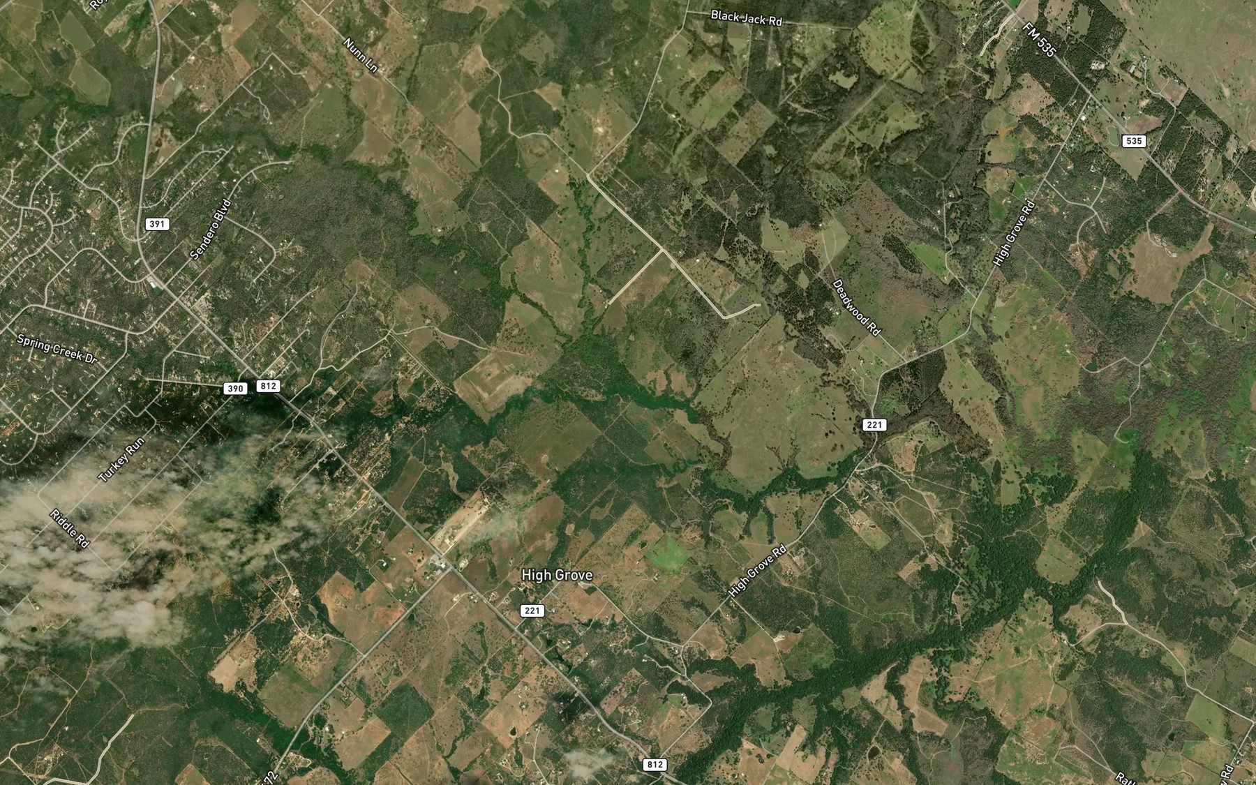 Satellite map of the Little Alum Creek
