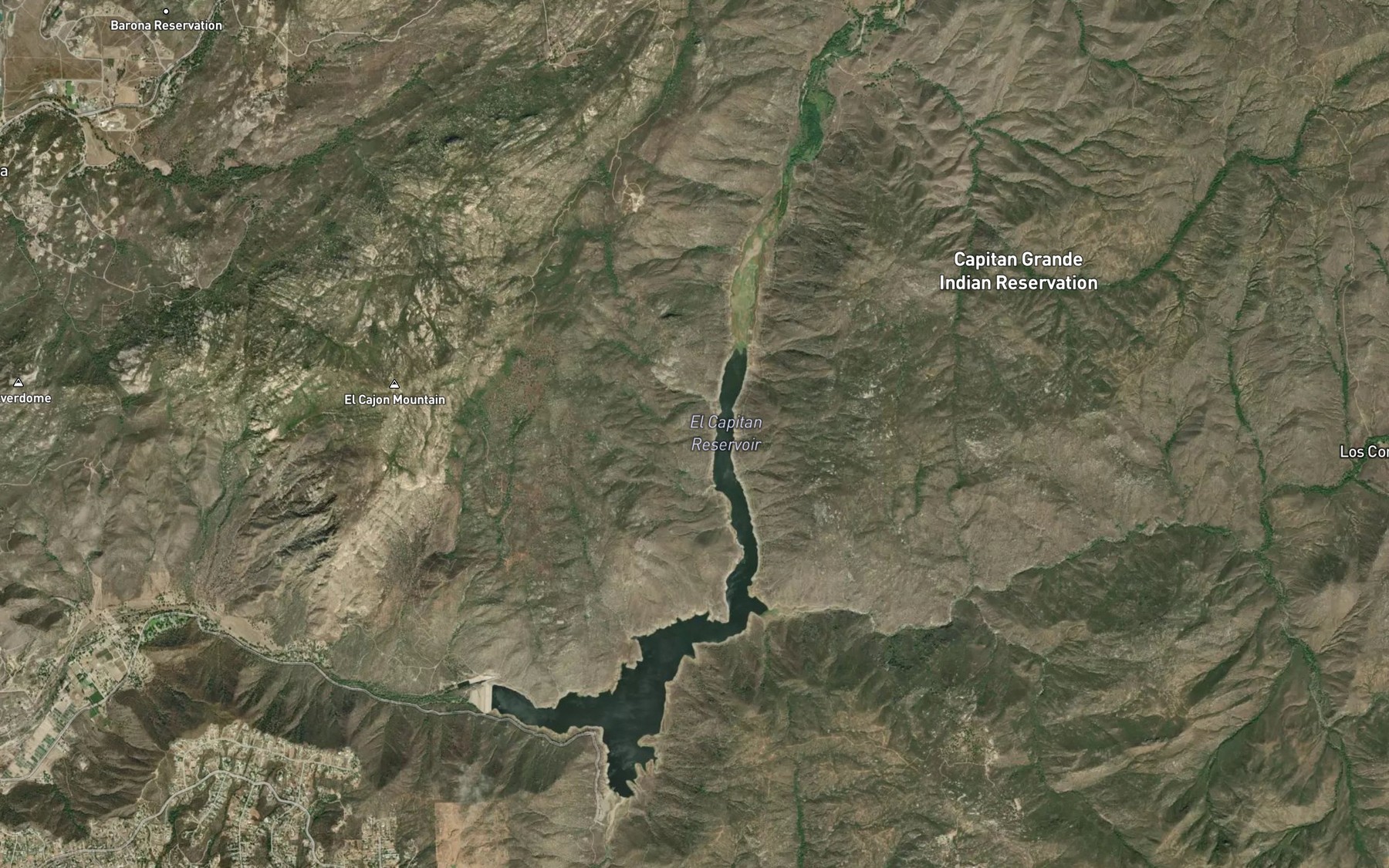 Satellite map of the El Capitan Lake