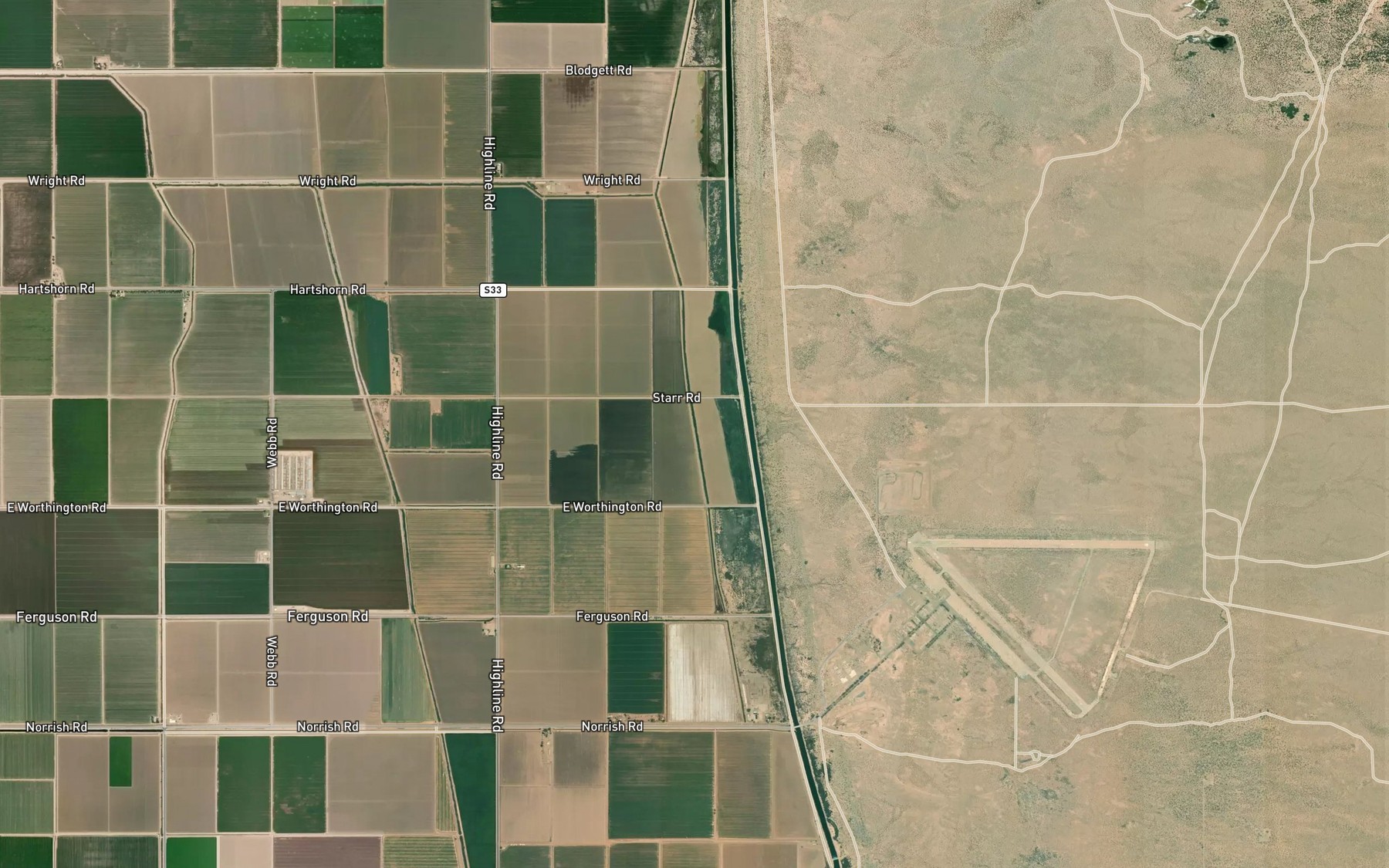 Satellite map of the Holtville Drain One