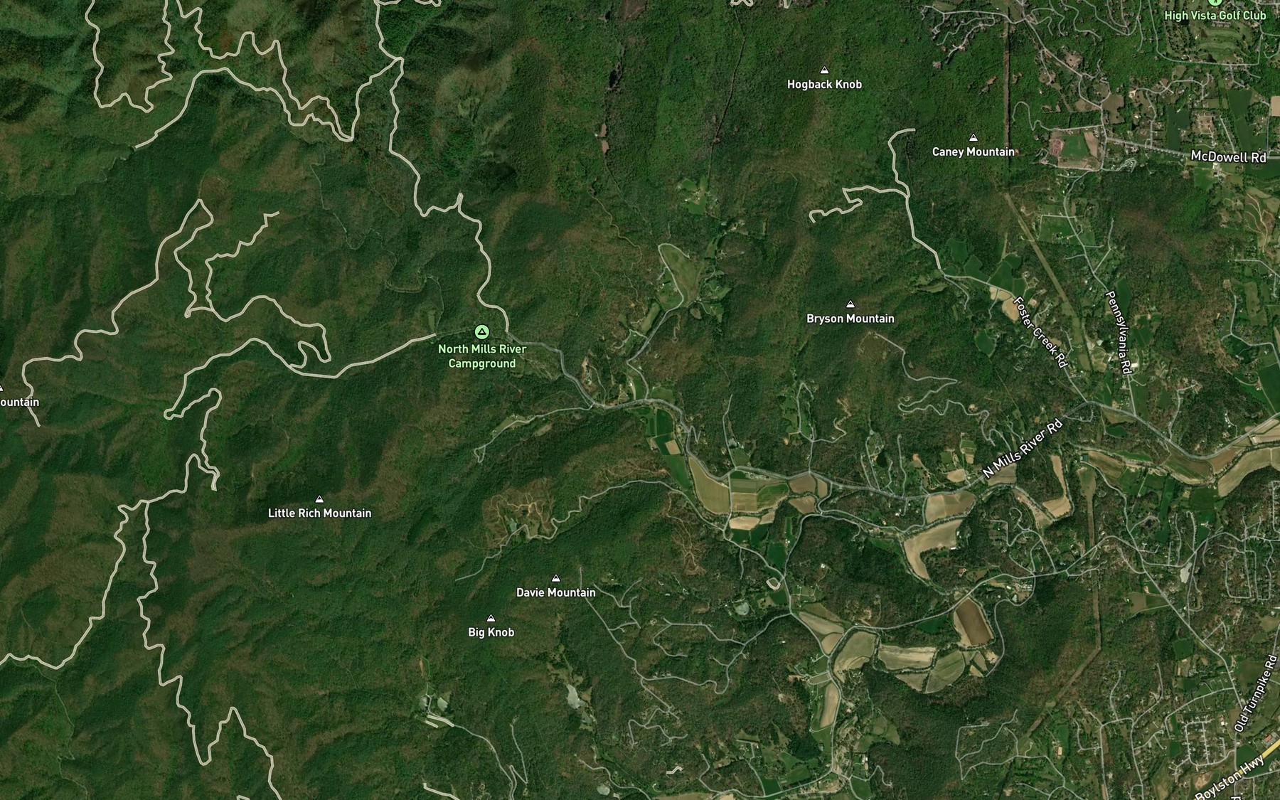 Satellite map of the Seniard Creek