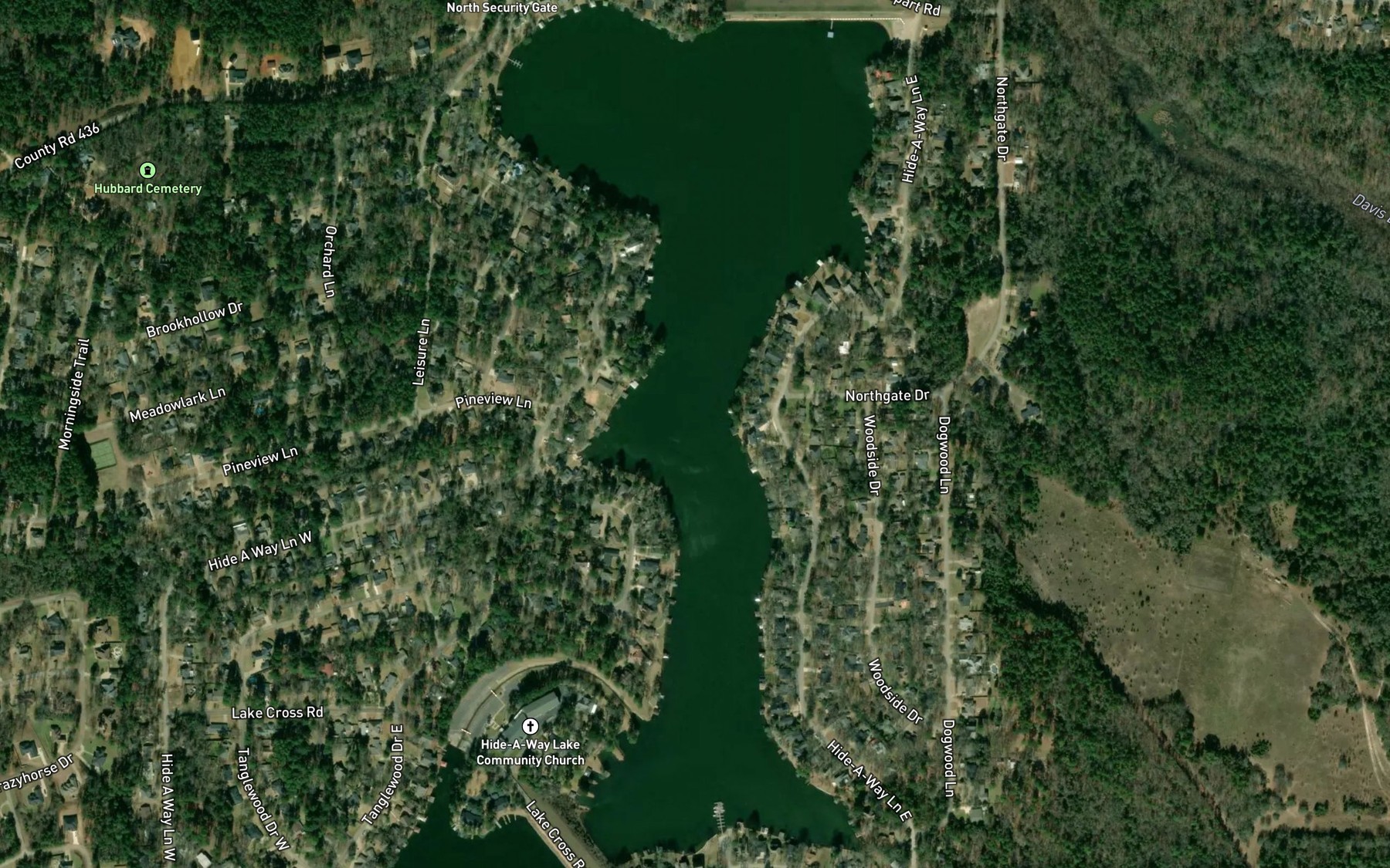 Satellite map of the Hide-A-Way Lake Number Two