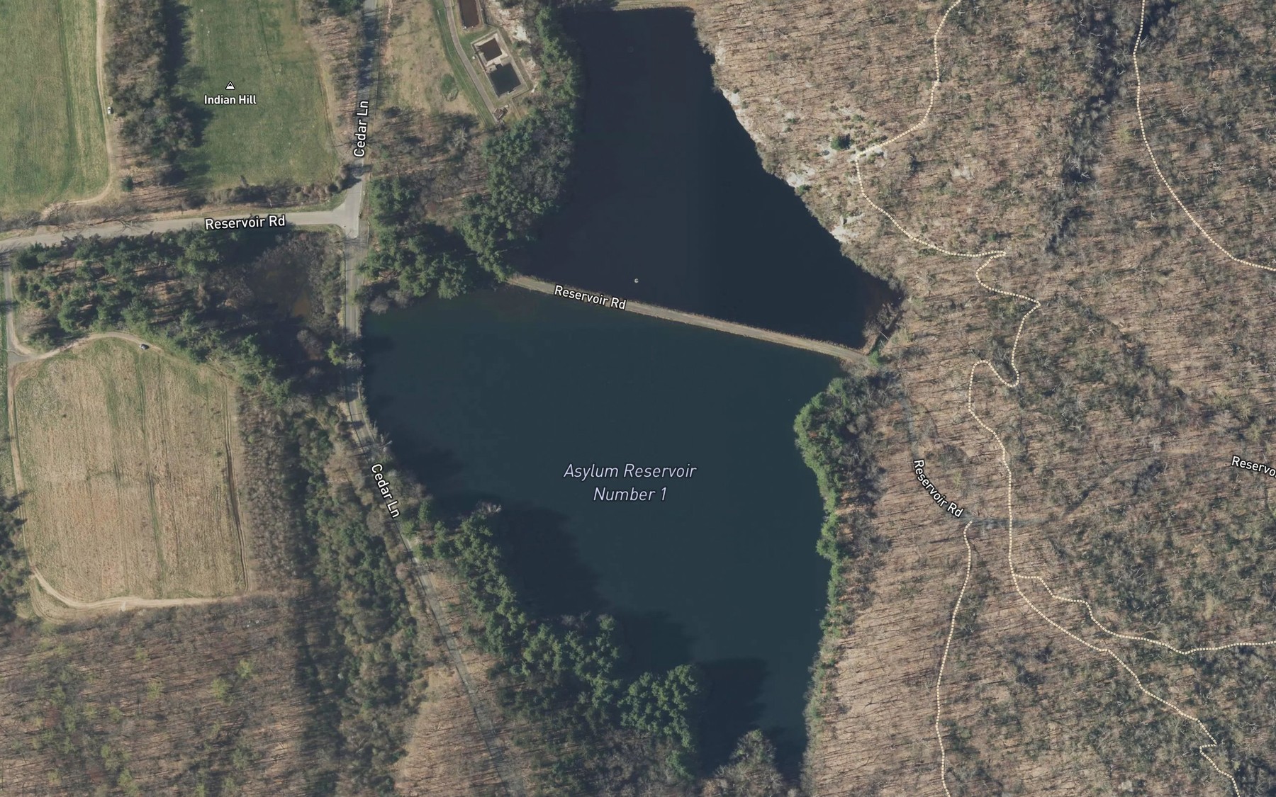 Satellite map of the Asylum Reservoir Number 1