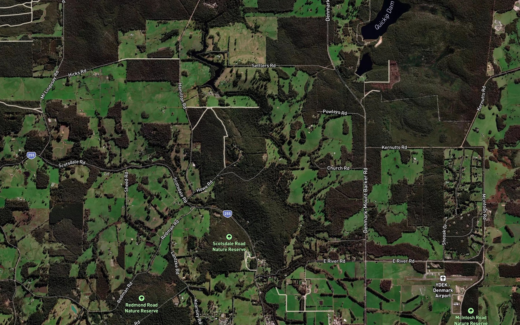 Satellite map of the Quickup River