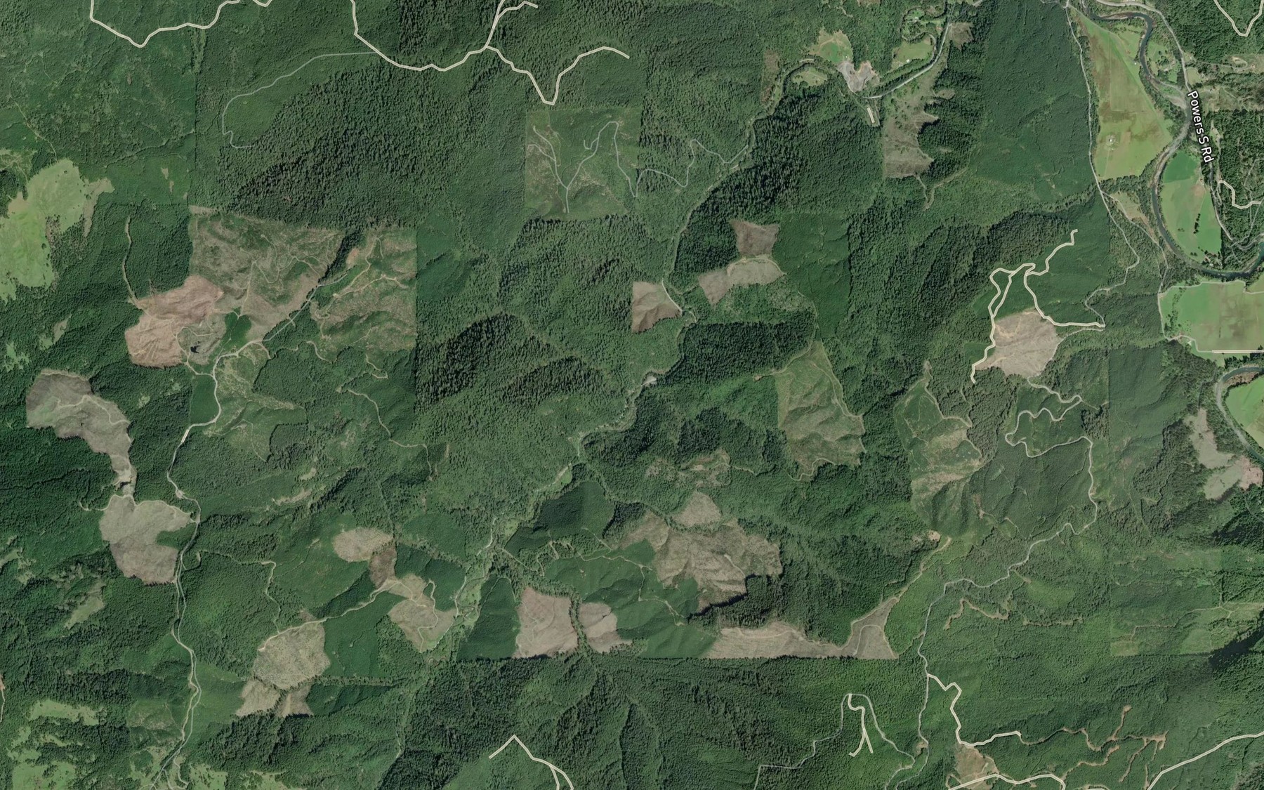 Satellite map of the Two by Four Creek